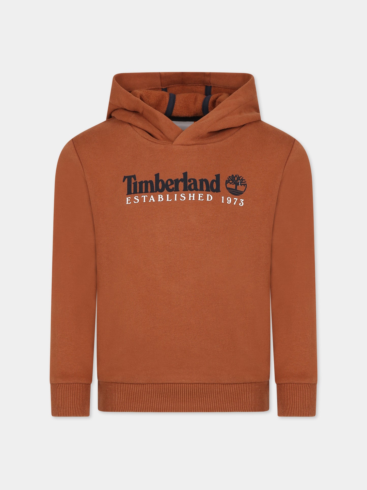 Felpa marrone per bambino con logo,Timberland,T25U56 348