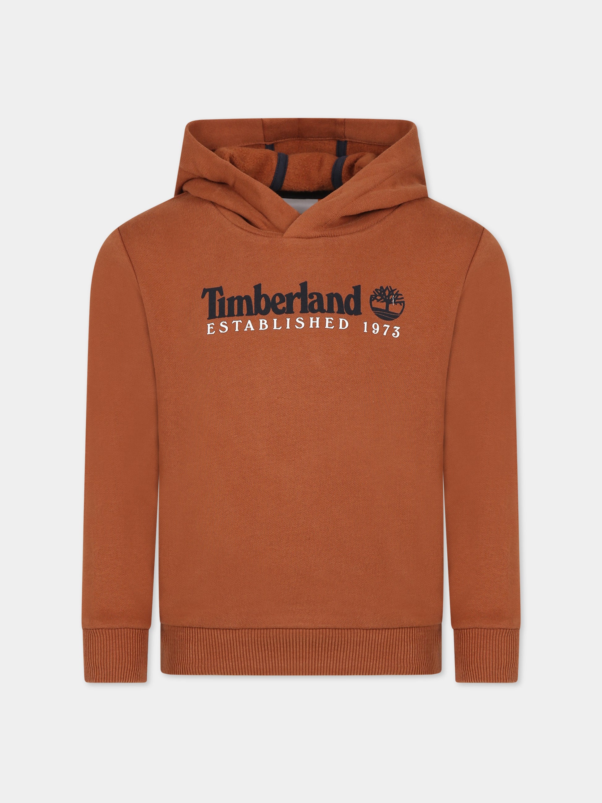 Felpa marrone per bambino con logo,Timberland,T25U56 348