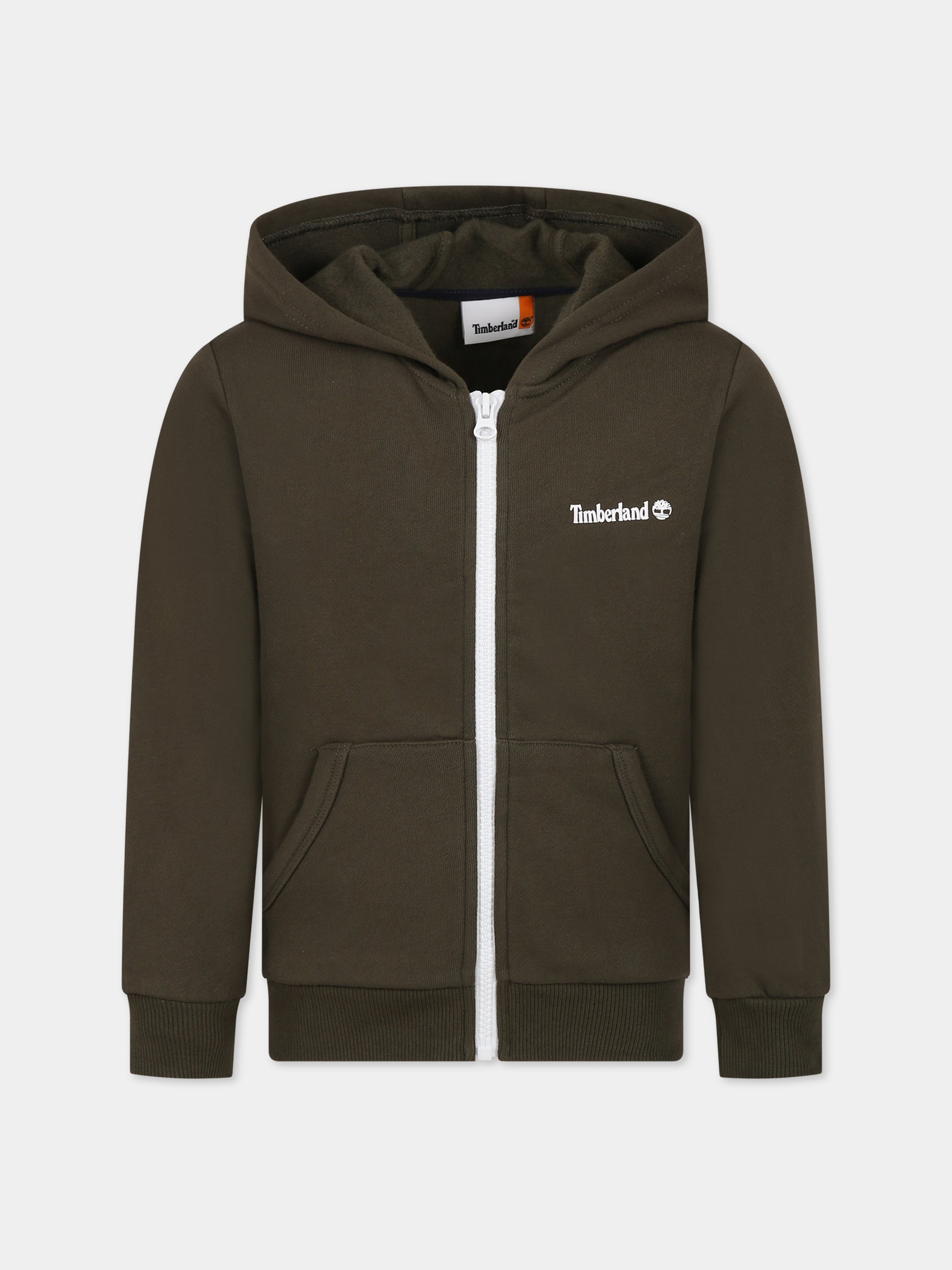 Felpa verde per bambino con logo,Timberland,T25U40 655