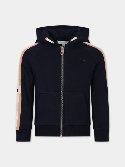 Felpa blu per bambina con logo,Chloé Kids,C15E13 859