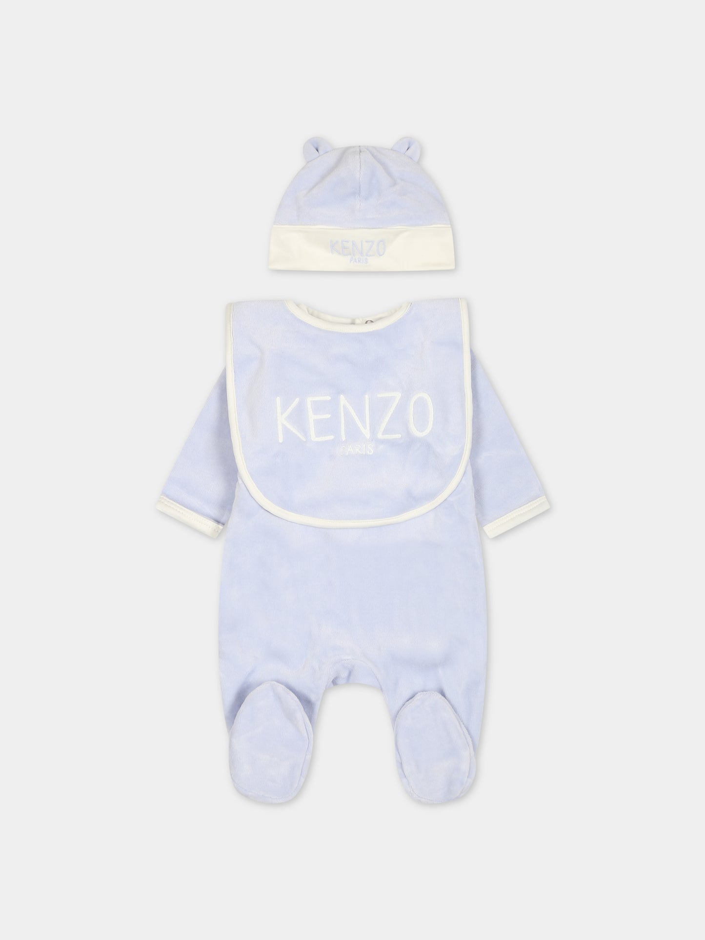 Set celeste per neonato con logo,Kenzo Kids,K98143 771