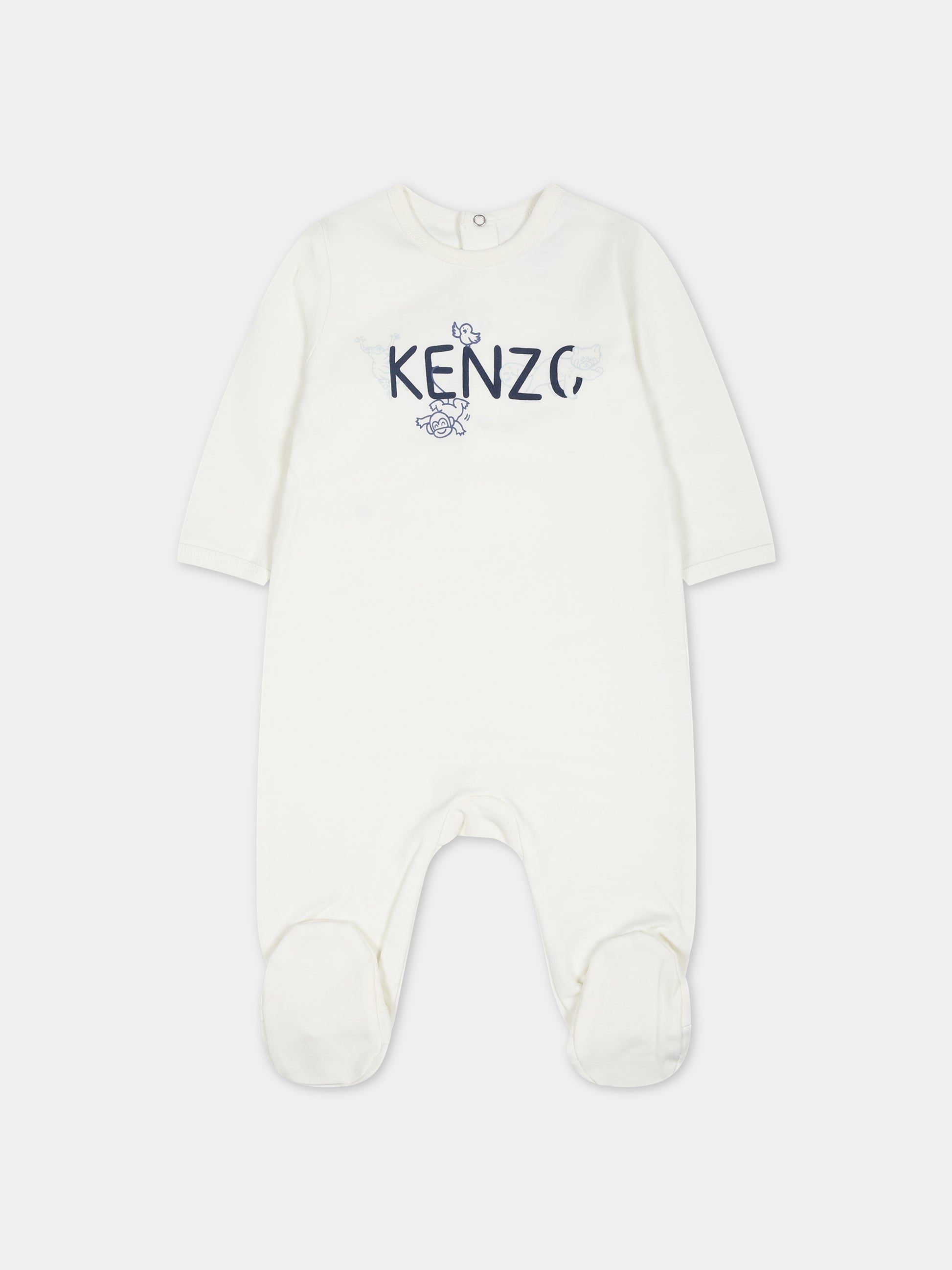 Tutina bianca per neonato con logo e stampa,Kenzo Kids,K97058 12P