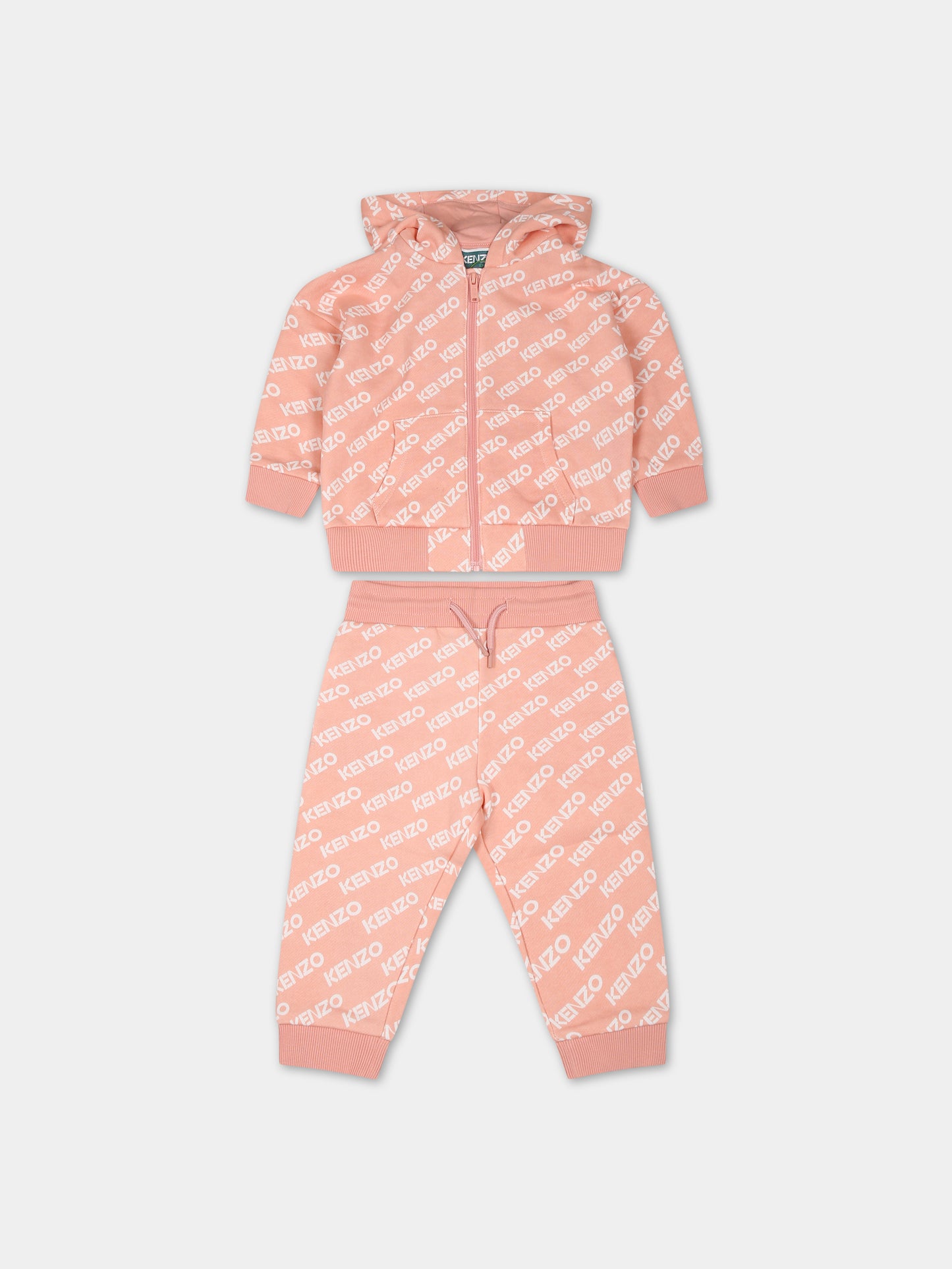 Completo rosa per neonata con logo,Kenzo Kids,K08063 43G