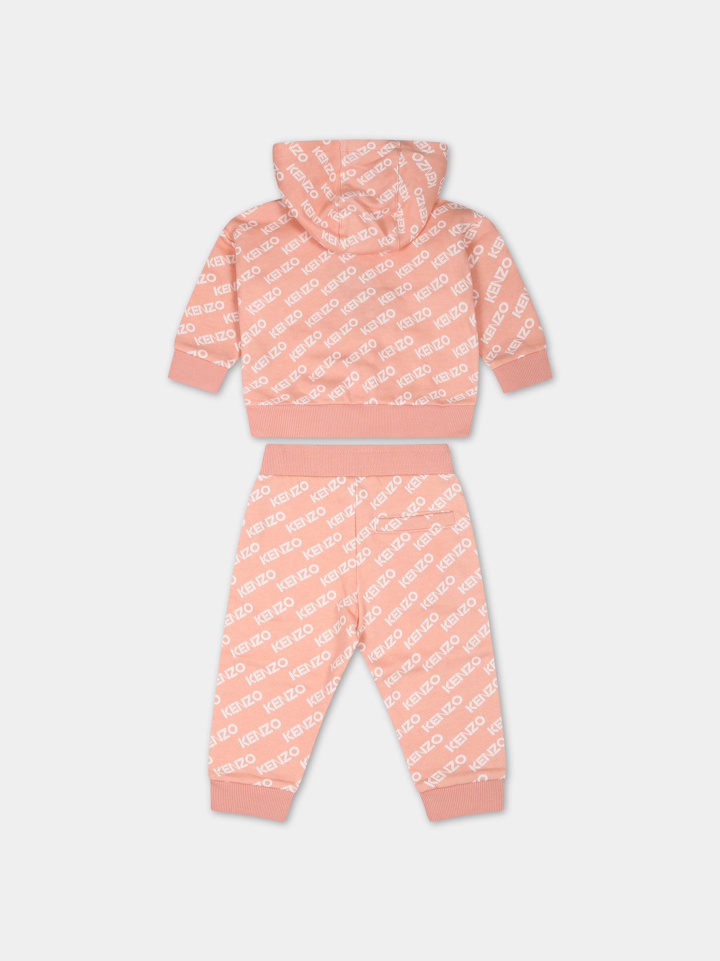 Completo rosa per neonata con logo,Kenzo Kids,K08063 43G