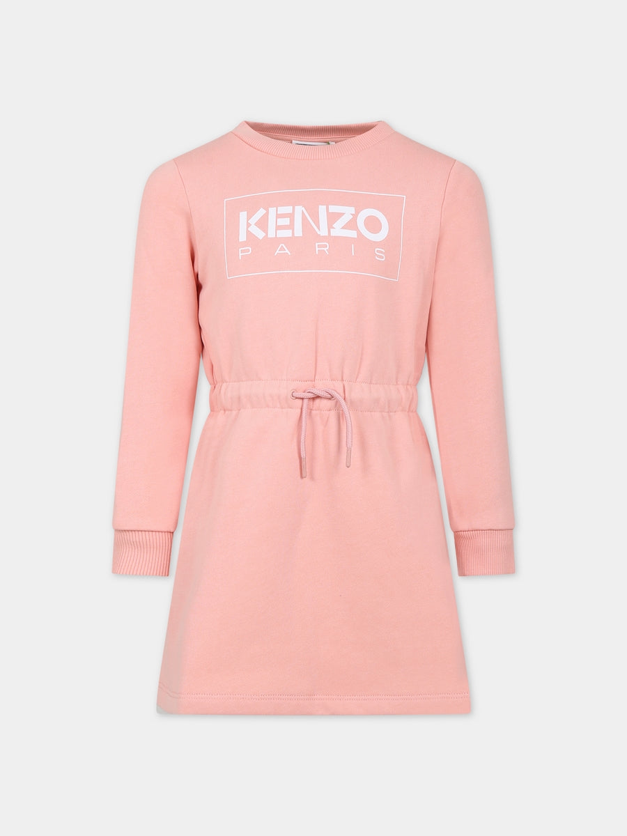 Vestito rosa per bambina con logo,Kenzo Kids,K12330 43G