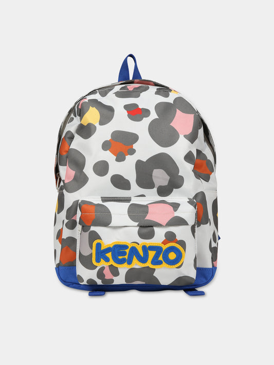 Zaino bianco per bambini con stampa e logo,Kenzo Kids,K10075 261