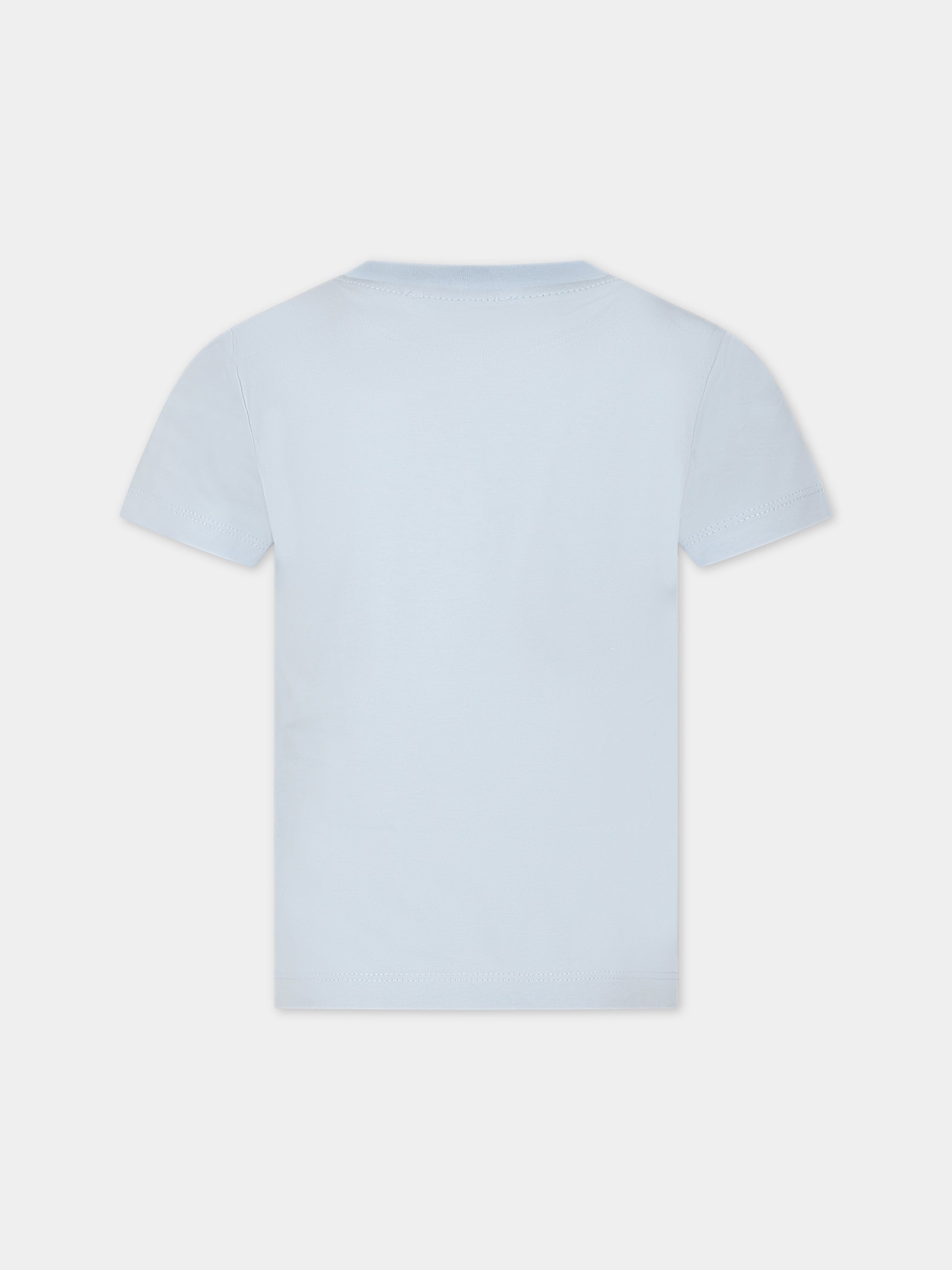 T-shirt celeste per neonato con tigre e logo,Kenzo Kids,K25856 794