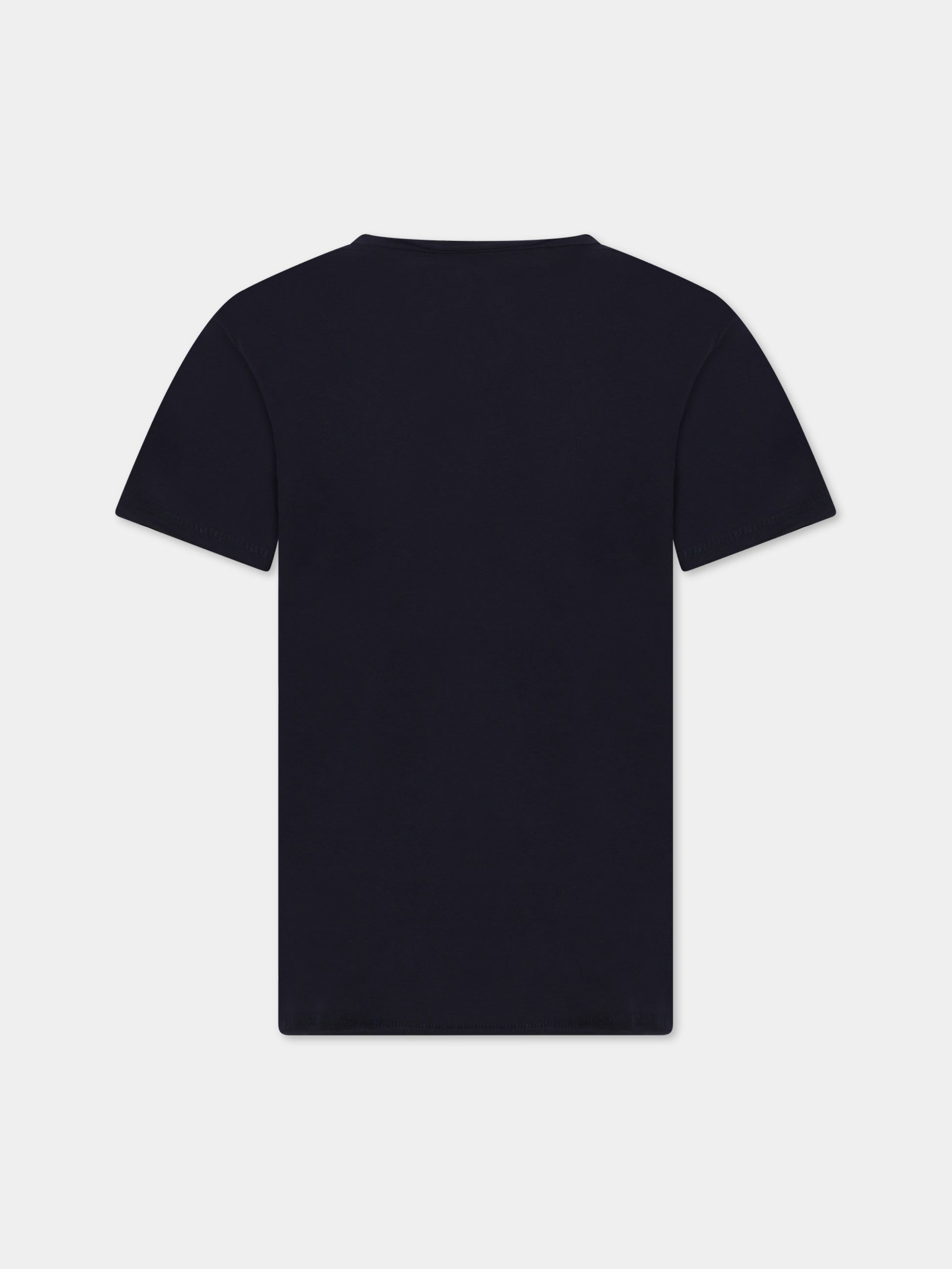 T-shirt blu per bambino con stampa e logo,Zadig & Voltaire Kids,X25398 84E