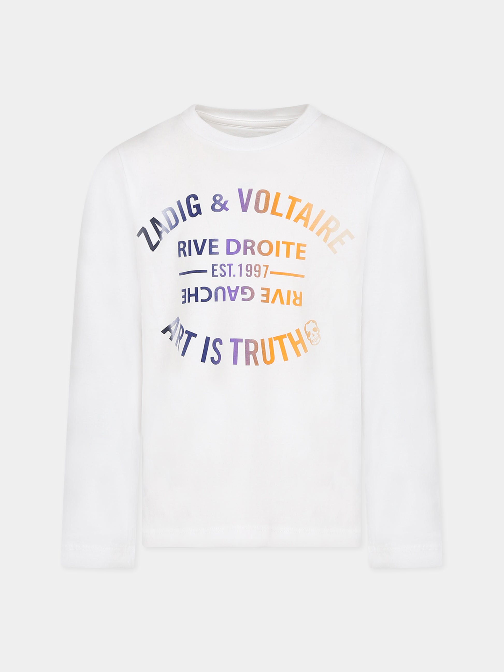 T-shirt bianca per bambini con logo,Zadig & Voltaire Kids,X25400 10P