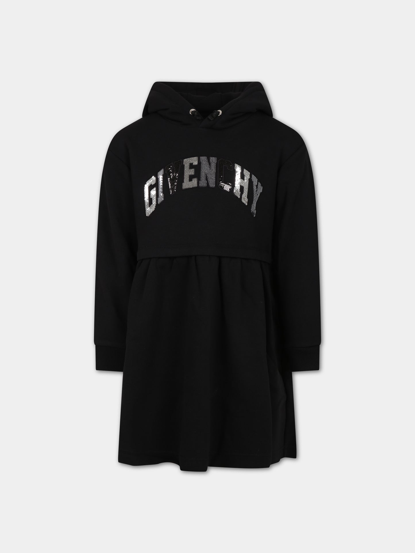 Vestito nero per bambina con logo,Givenchy Kids,H12310 09B