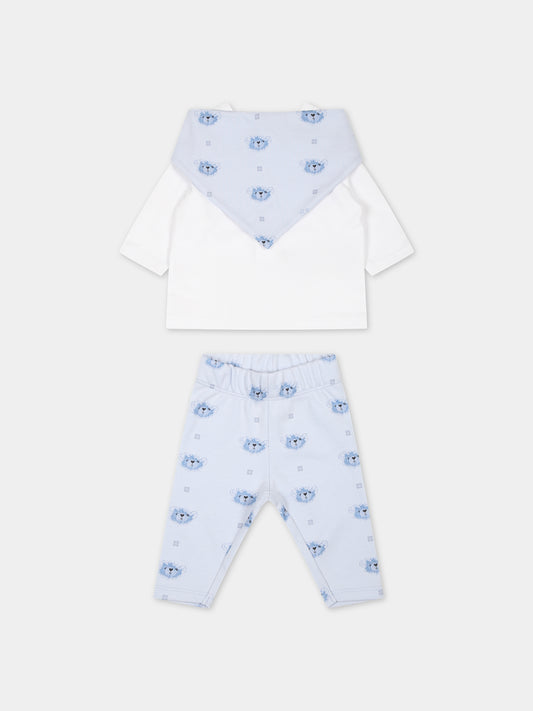 Completo celeste per neonato con logo,Givenchy Kids,H98178 771