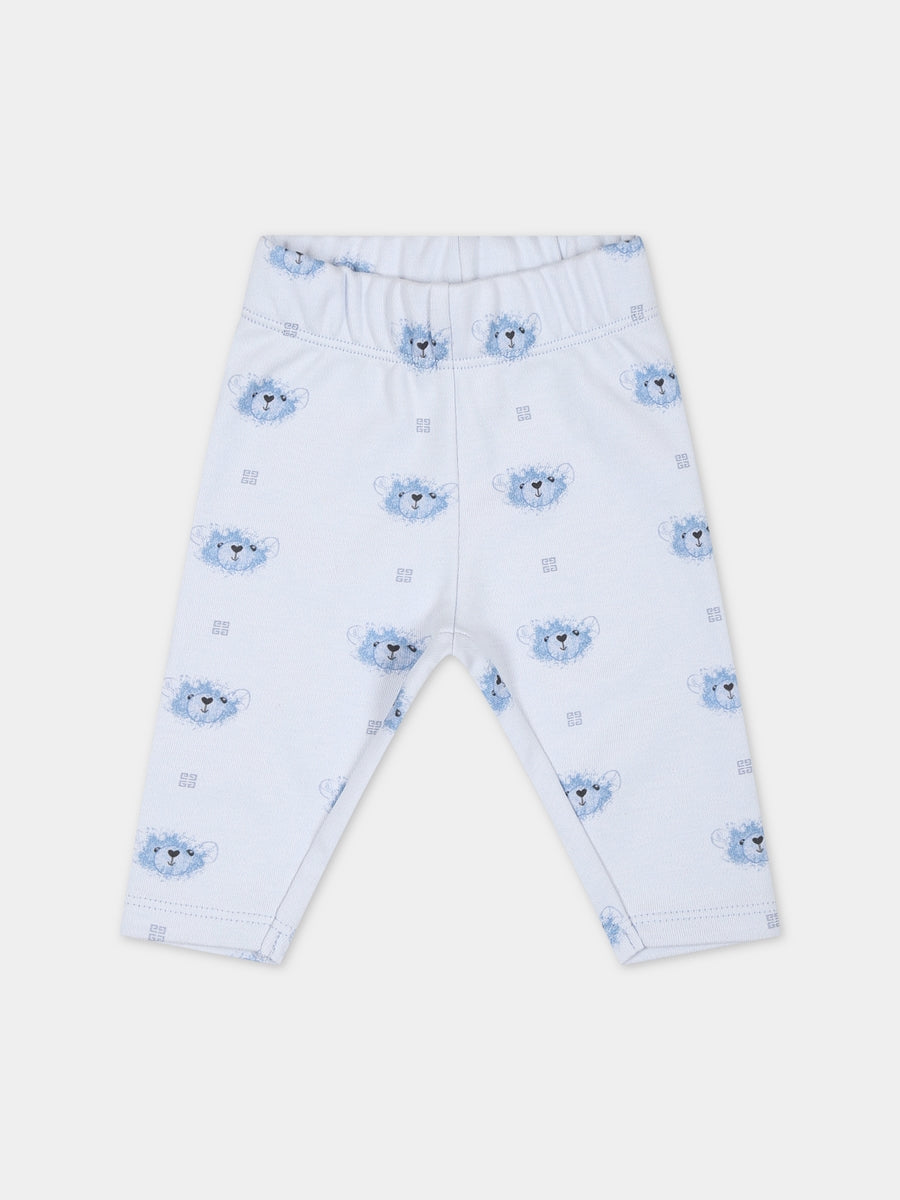 Completo celeste per neonato con logo,Givenchy Kids,H98178 771