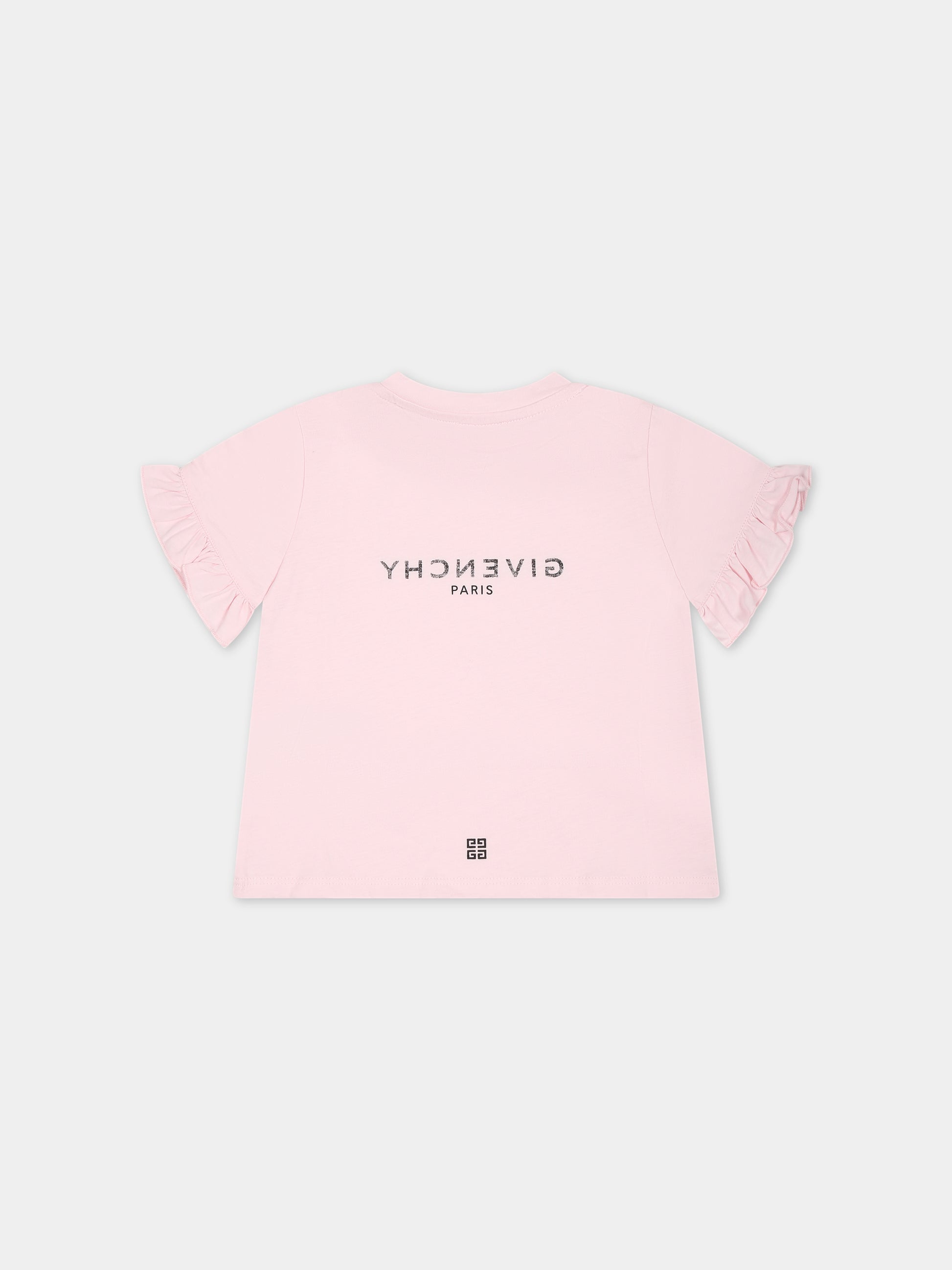 T-shirt rosa per neonata con logo,Givenchy Kids,H05282 44Z