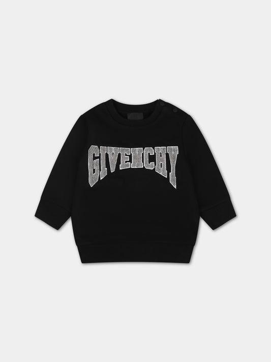 Felpa nera per neonato con logo,Givenchy Kids,H05276 09B