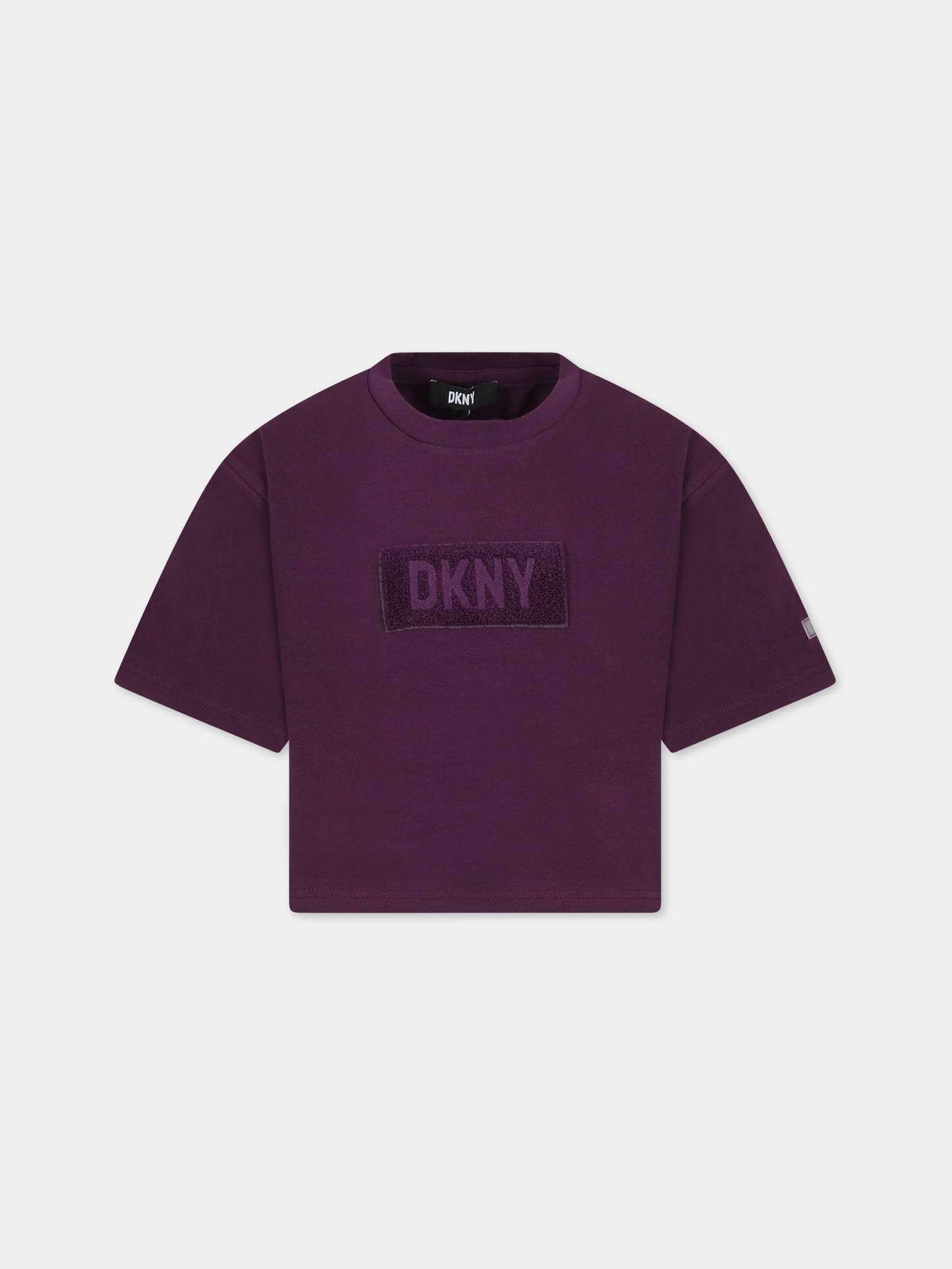 T-shirt viola per bambina con logo,Dkny,D35T02 910