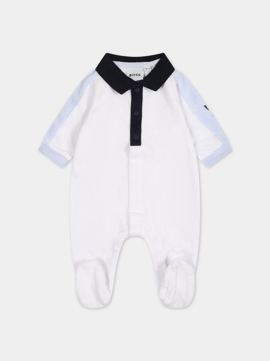 Tutina bianca per neonato con logo,Boss,J97209 10P