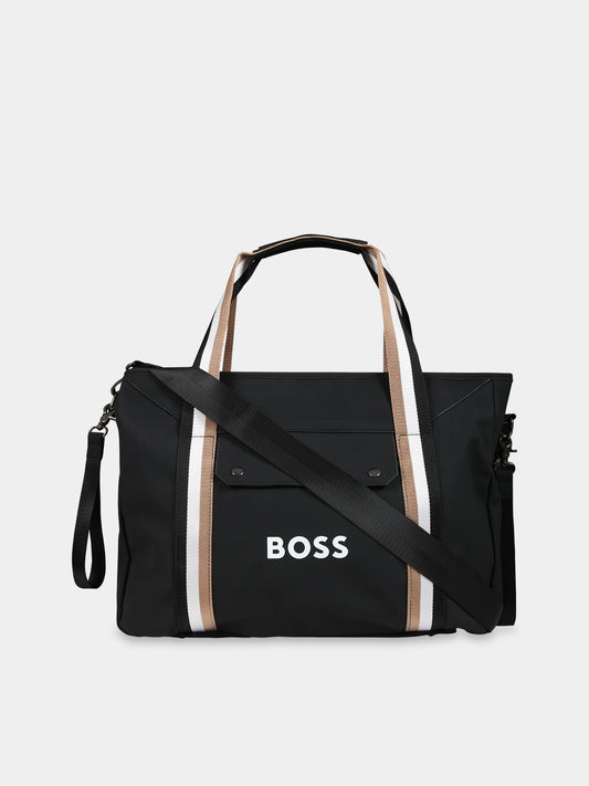Borsa mamma nera per neonati con logo,Boss,J90336 09B