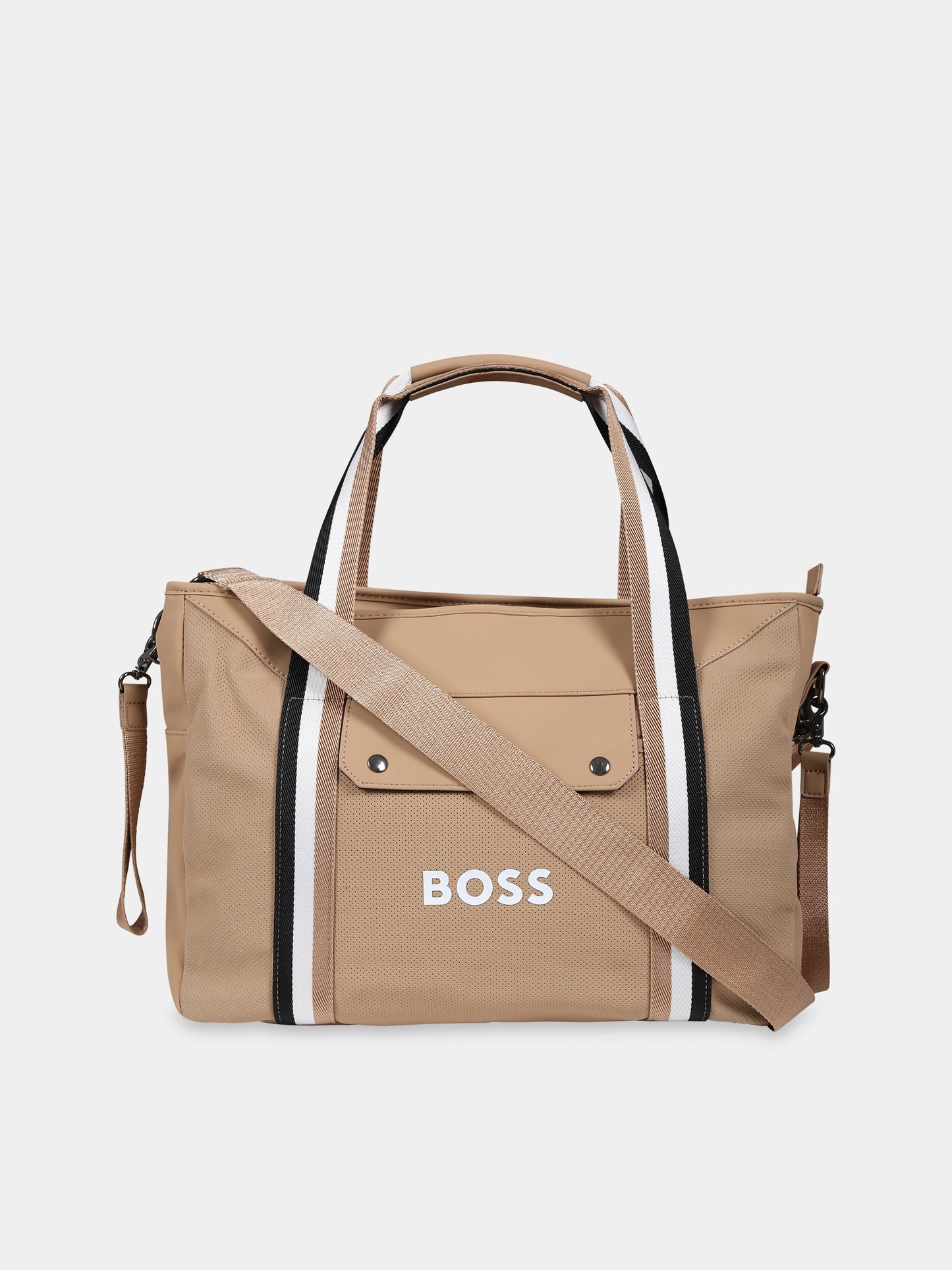 Borsa mamma beige per neonati con logo,Boss,J90336 237