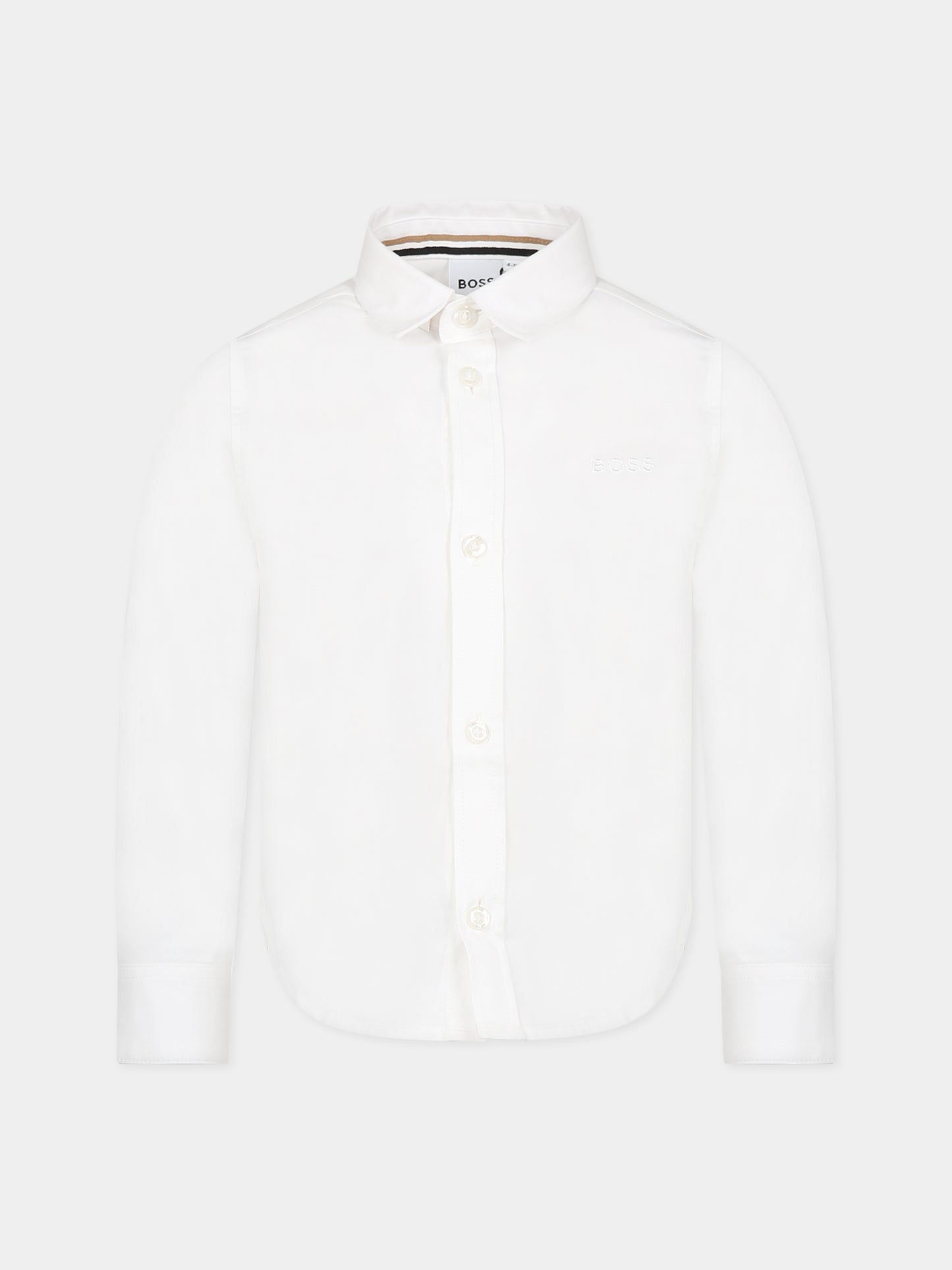 Camicia bianca per bambino con logo,Boss,J25Q01 10P