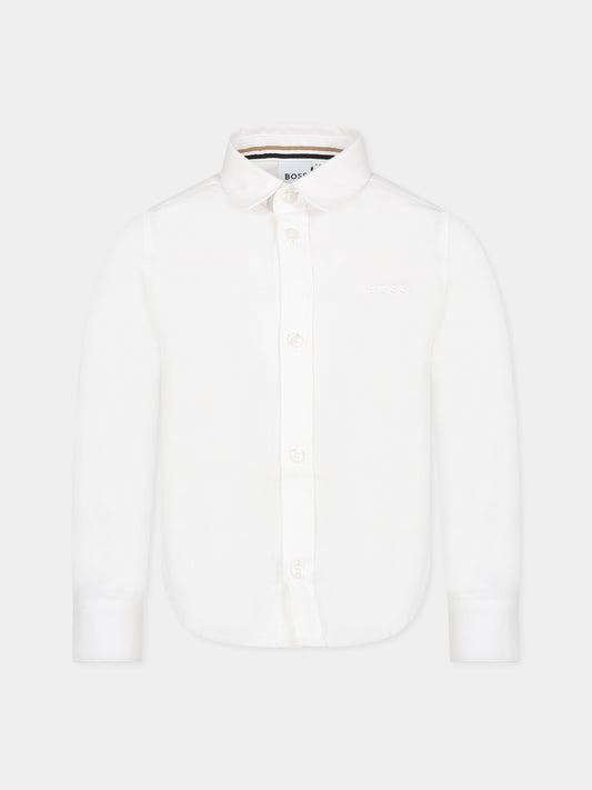 Camicia bianca per bambino con logo,Boss,J25Q01 10P