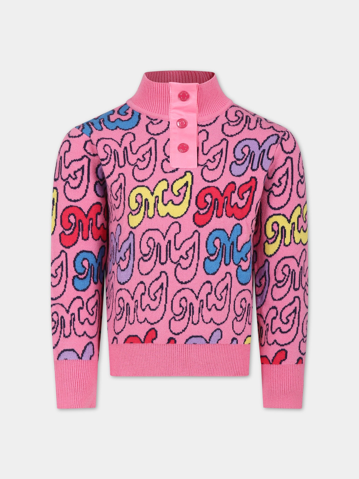 Maglione rosa per bambina con logo,Little Marc Jacobs,W15694 44G