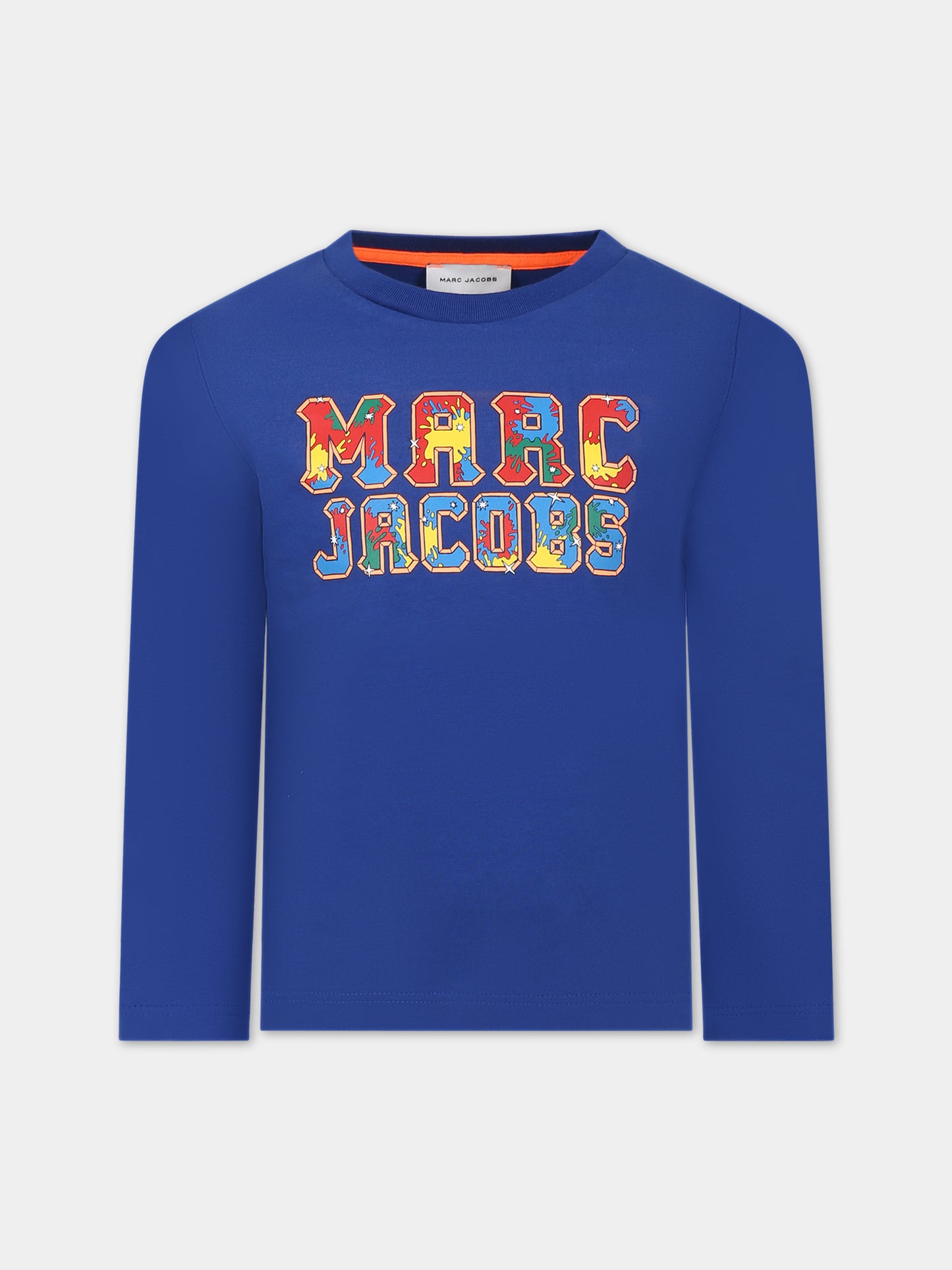 T-shirt blu per bambino con logo,Little Marc Jacobs,W25604 865