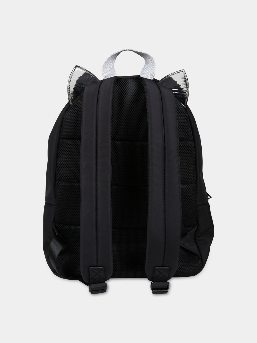 Zaino nero per bambini con Karl e Choupette,Karl Lagerfeld Kids,Z10167 09B