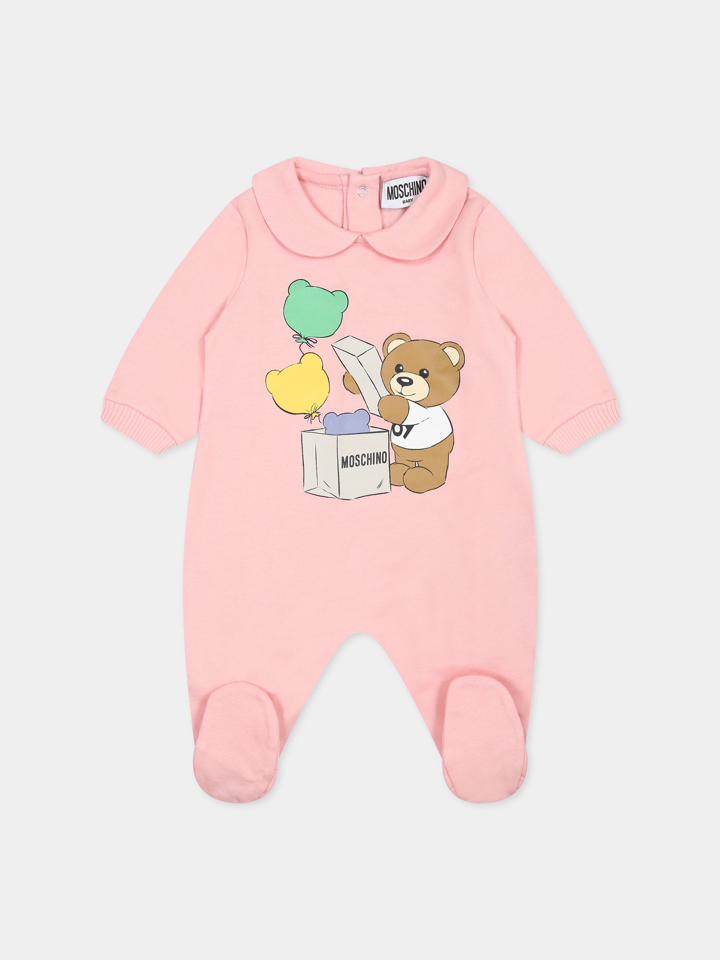 Set rosa per neonata con Teddy bear e stampa,Moschino Kids,MUY05K LCA40 50209