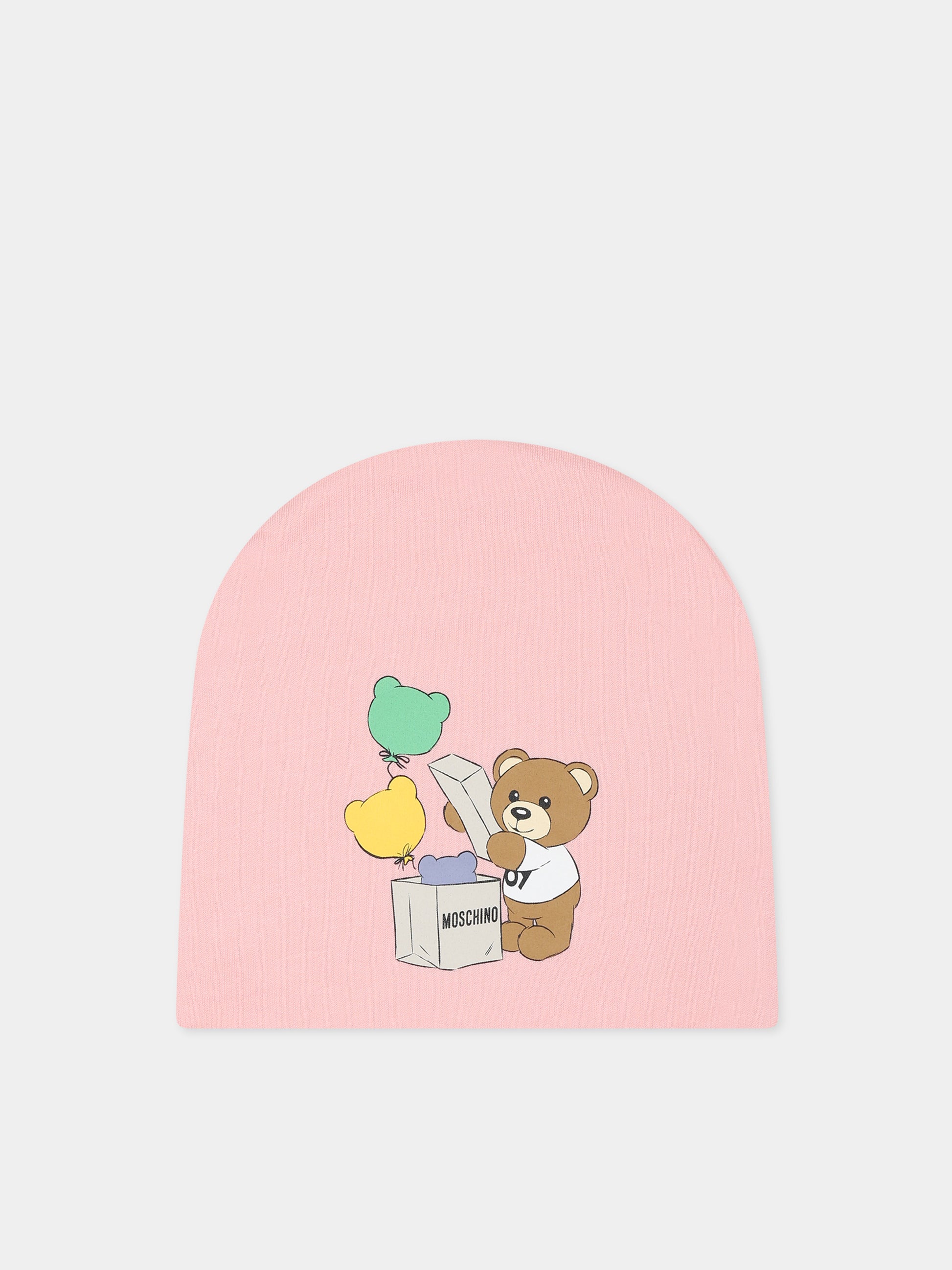 Set rosa per neonata con Teddy bear e stampa,Moschino Kids,MUY05K LCA40 50209