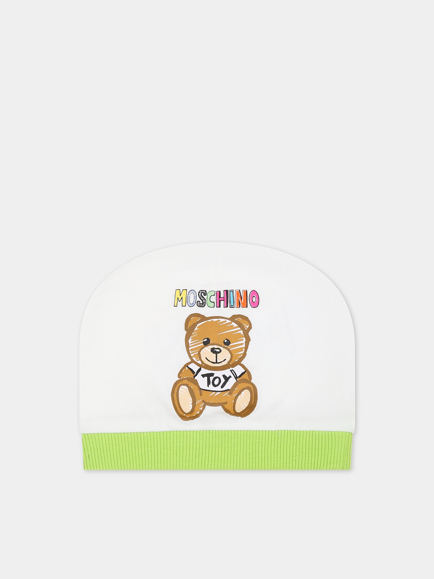 Set bianco per neonati con Teddy Bear e logo,Moschino Kids,MMY04X LAB72 80799
