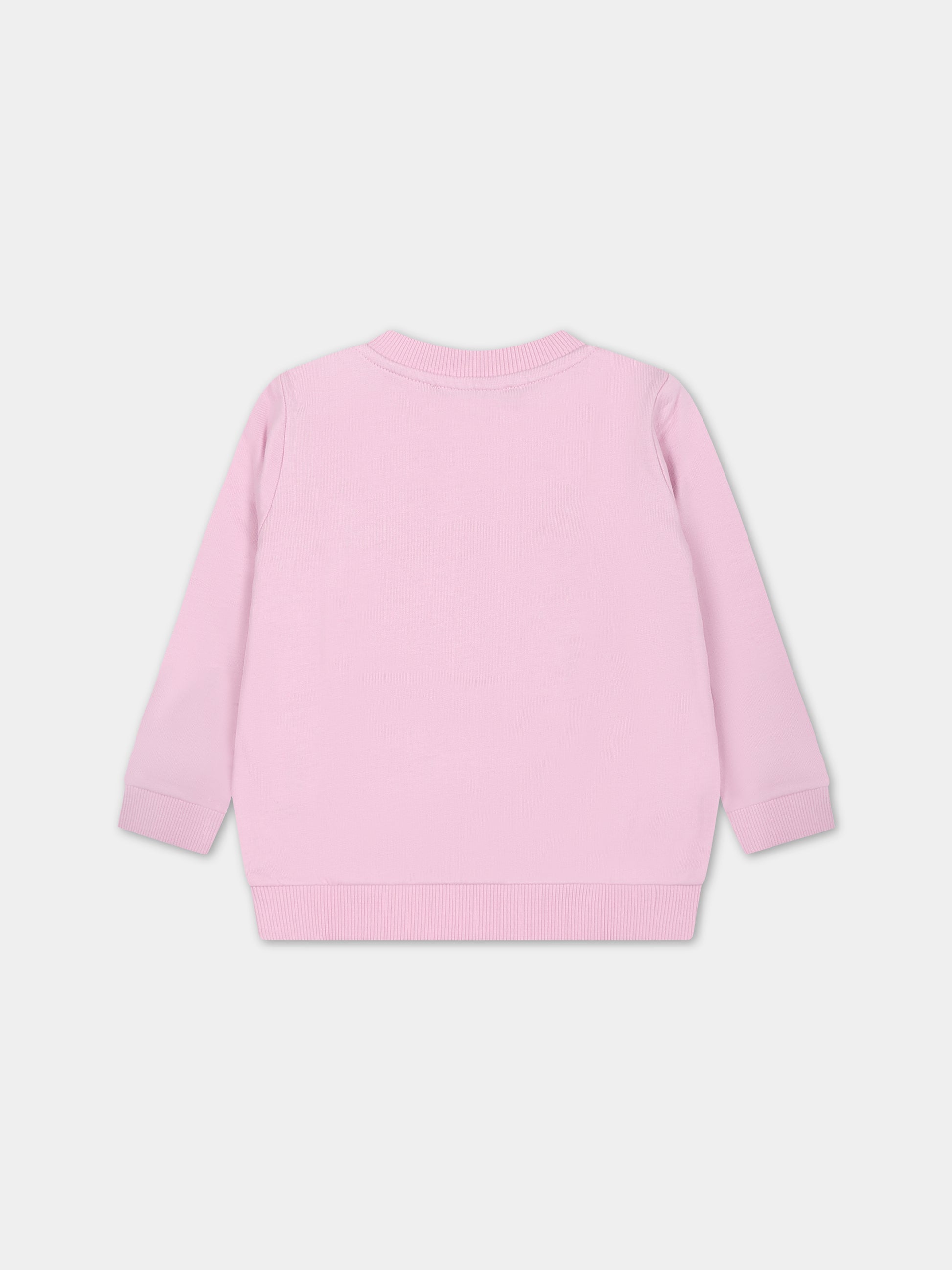 Felpa rosa per neonata con Teddy Bears e logo,Moschino Kids,MSF04Q LCA60 51684