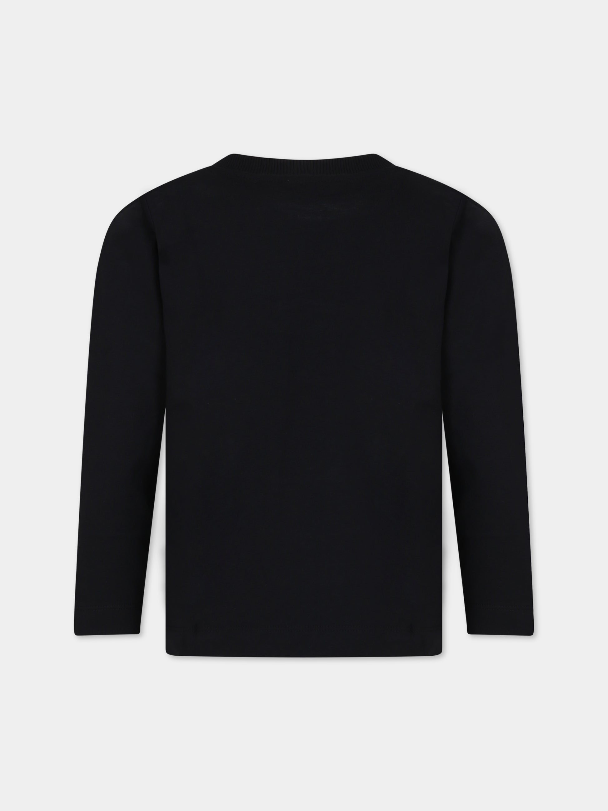 T-shirt nera per bambini con Teddy Bear e logo,Moschino Kids,HNO00J LAA34 60100