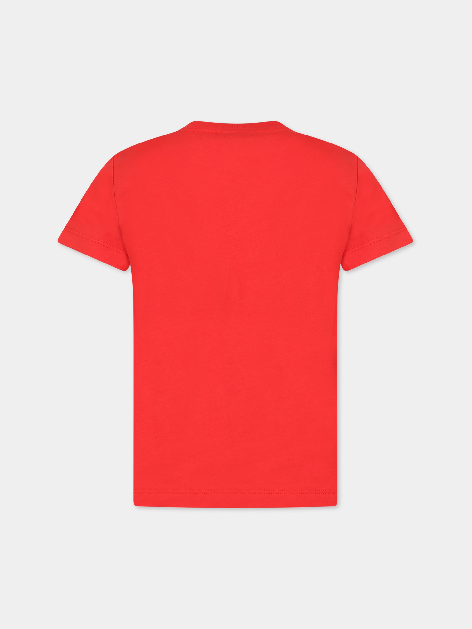 T-shirt rossa per bambini con Teddy Bears,Moschino Kids,HVM03U LAA34 50109