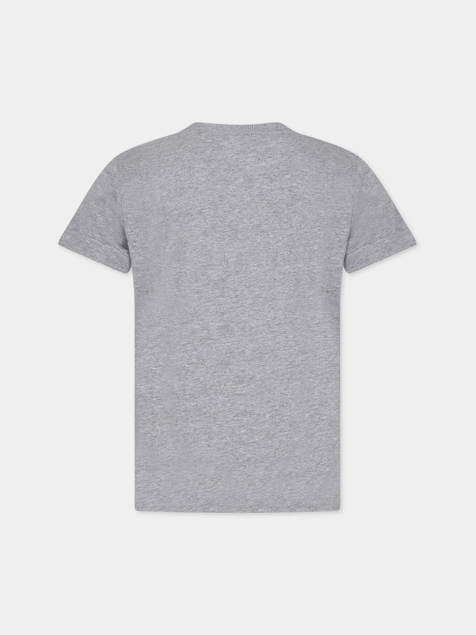 T-shirt grigia per bambini con Teddy Bear e logo,Moschino Kids,HZM03U LAA01 60901