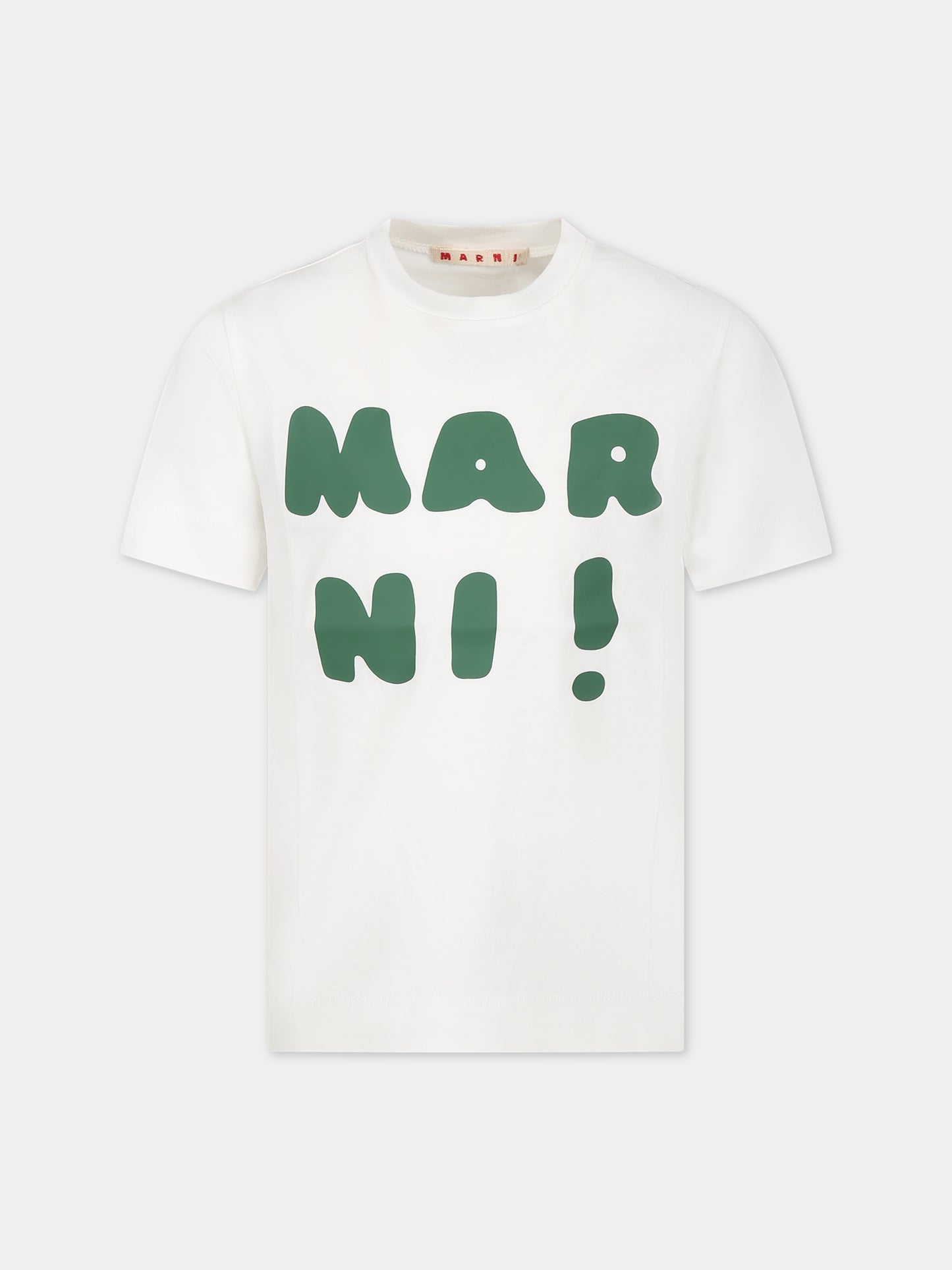 T-shirt bianca con logo verde per bambini,Marni Kids,M00934 0M108