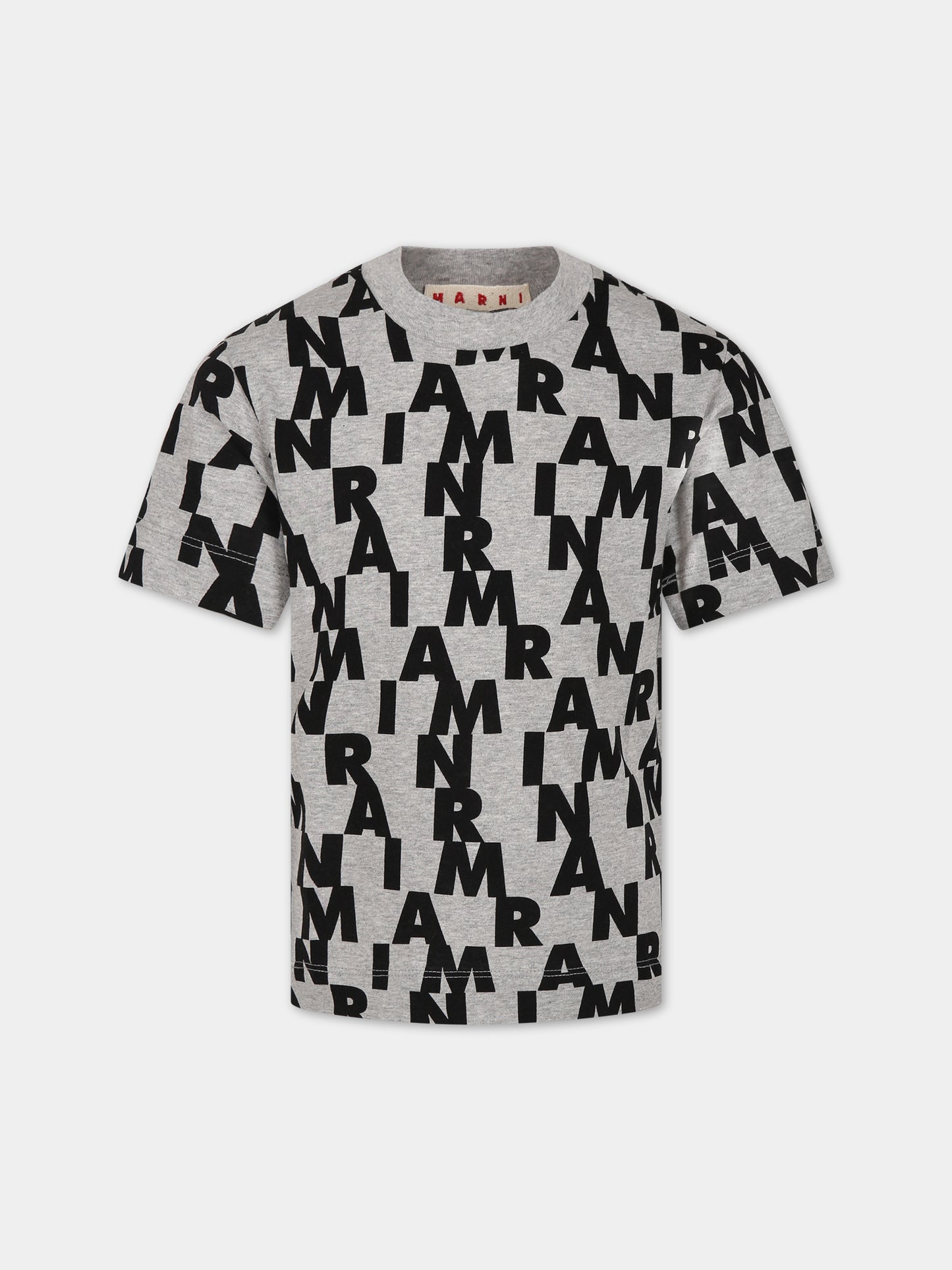 T-shirt grigia con stampa logo per bambini,Marni Kids,M00939 0M908