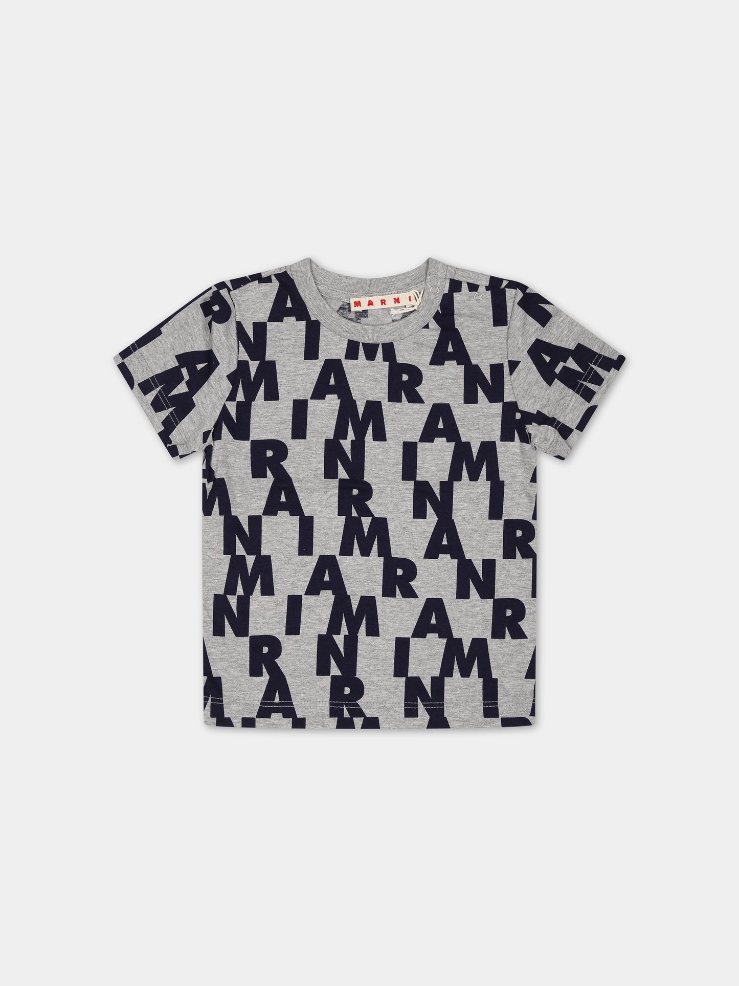 T-shirt grigia con stampa logo per neonati,Marni Kids,M00915 0M903