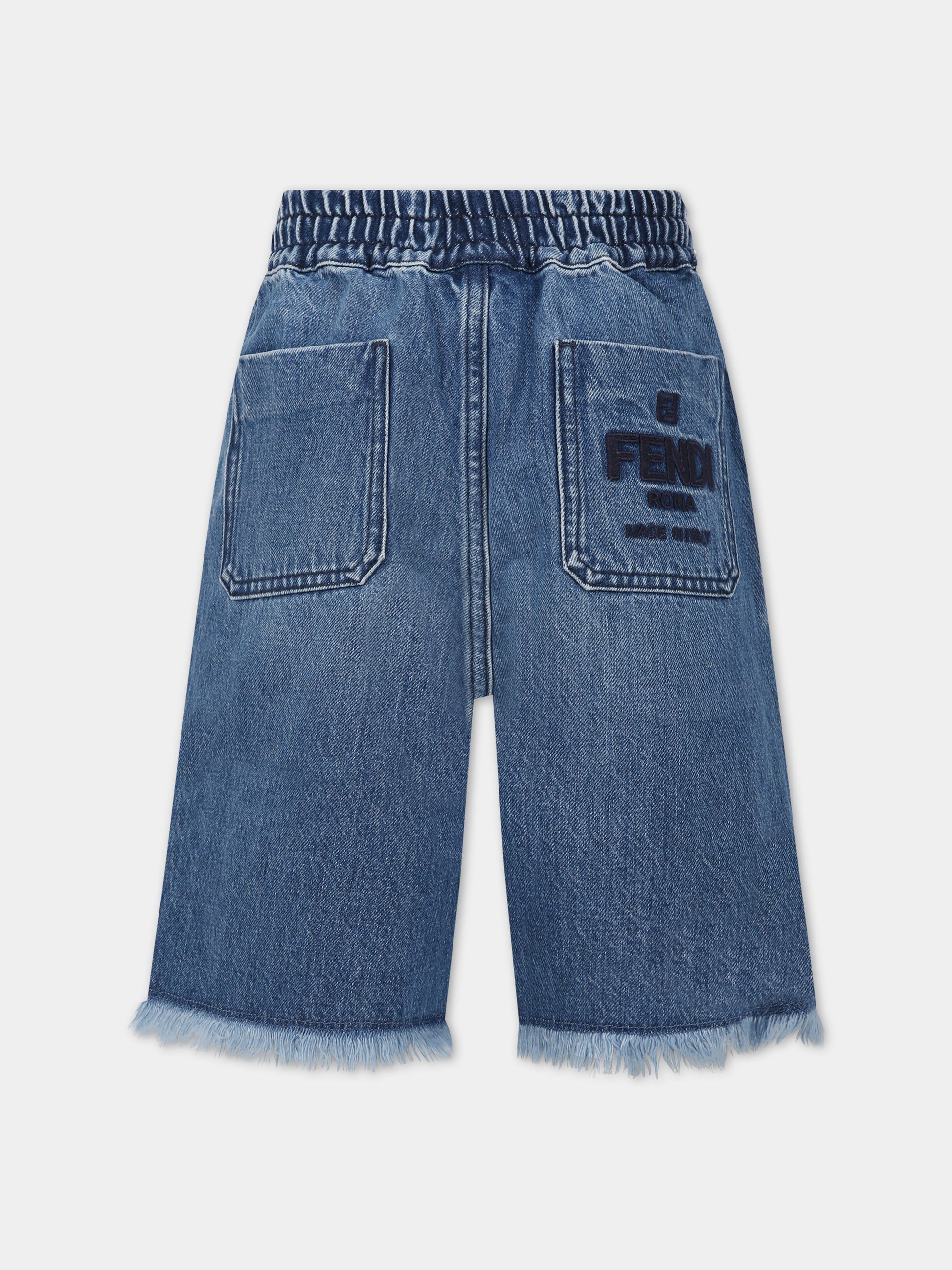 Shorts blu per bambina con logo,Fendi Kids,JMF425 AMHX F0QG0