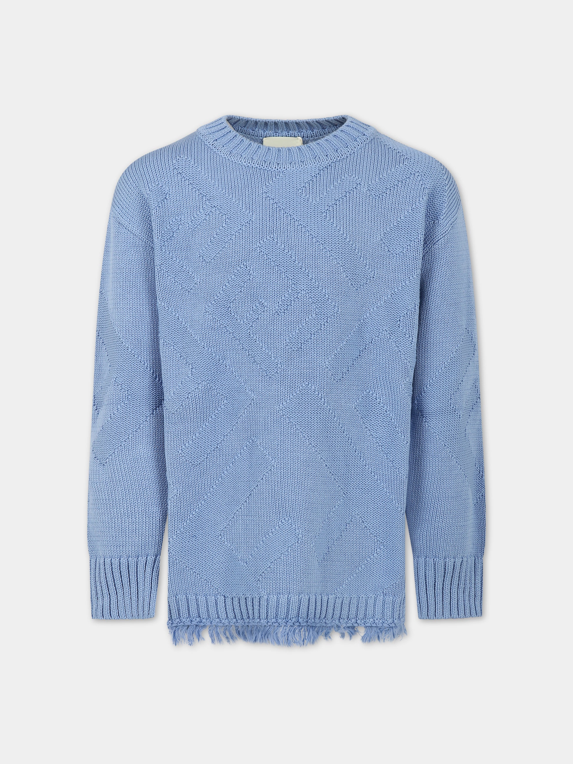 Maglione celeste per bambino con logo,Fendi Kids,JMG098 AMHY F11H1