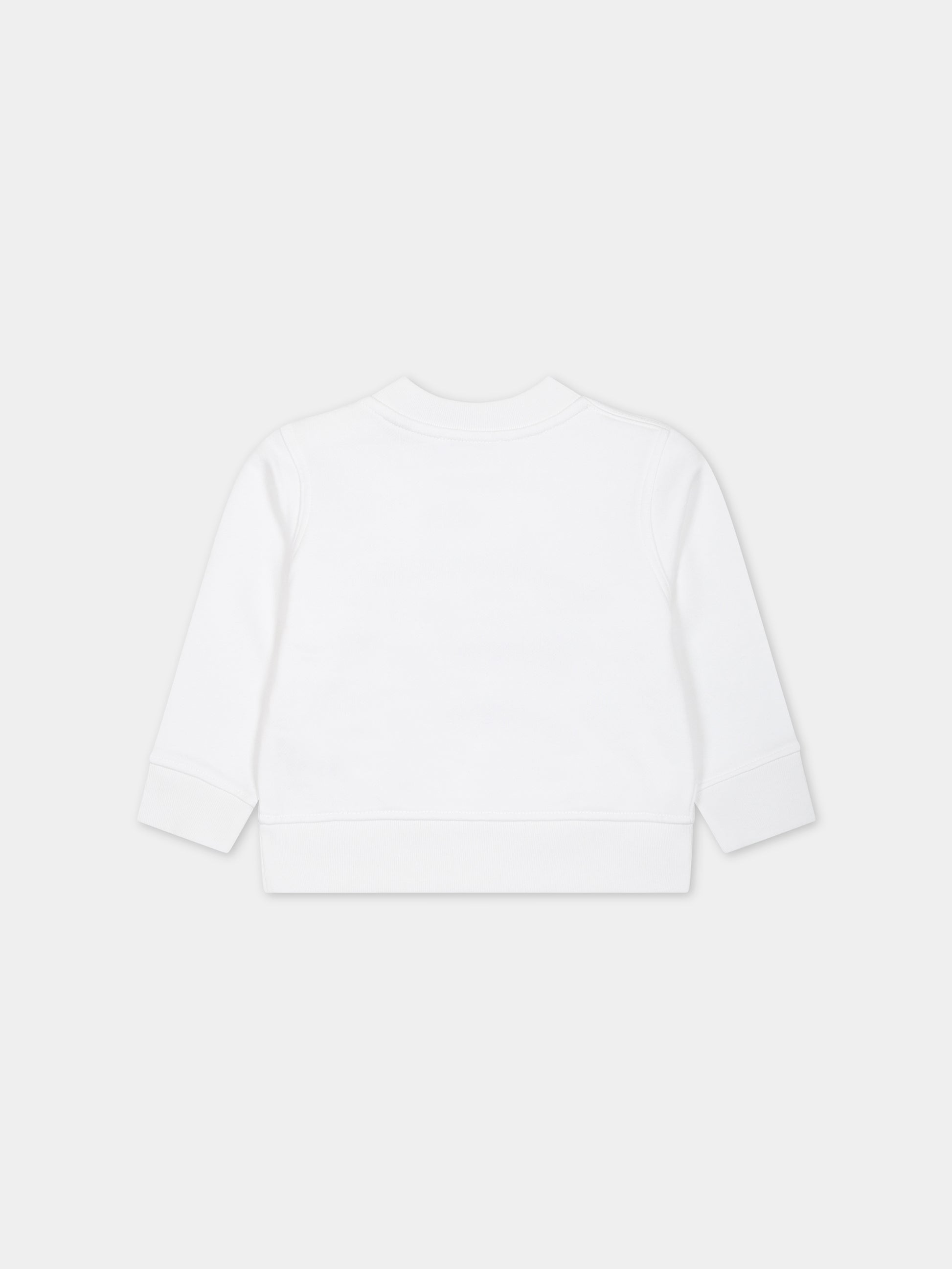 Felpa bianca per neonati con Thomas Bear e logo,Burberry Kids,8069526