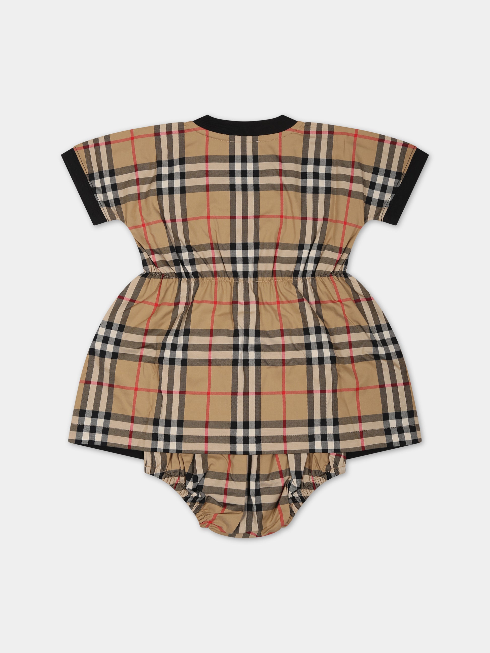 Vestiito nero per neonata con iconico check vintage,Burberry Kids,8069149