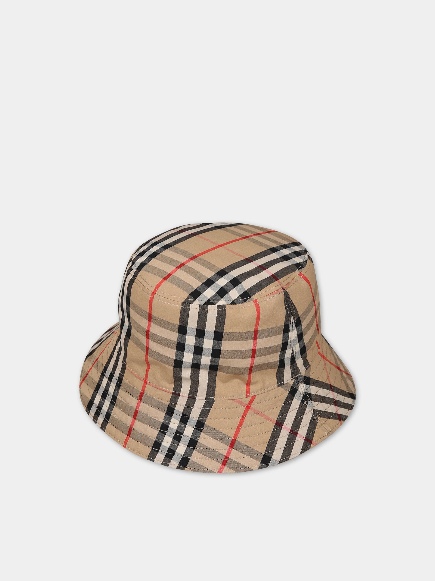Cloche reversibile beige per bambini con iconico check vintage,Burberry Kids,8070043