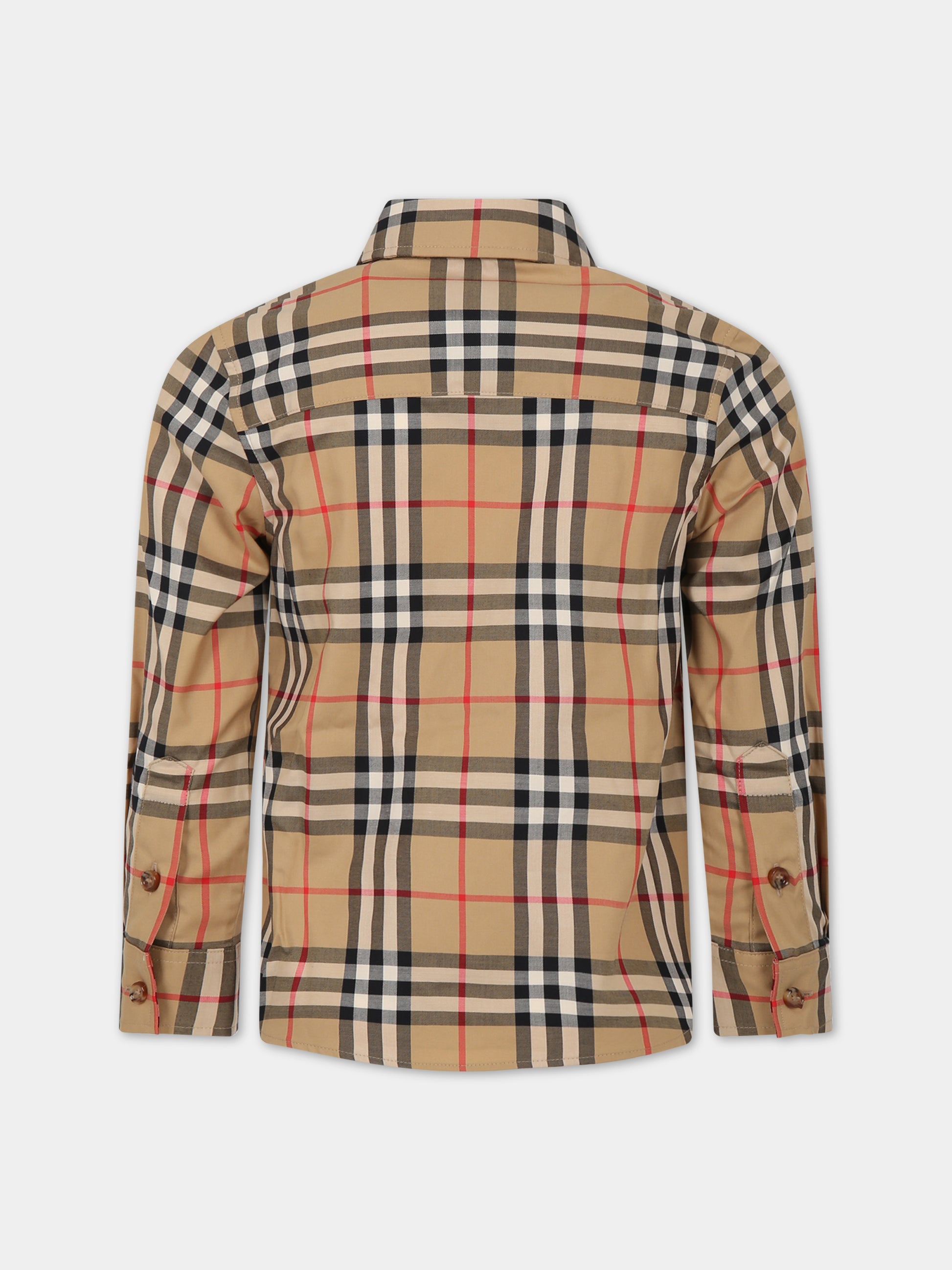 Camicia beige per bambino con iconico check vintage,Burberry Kids,8059637