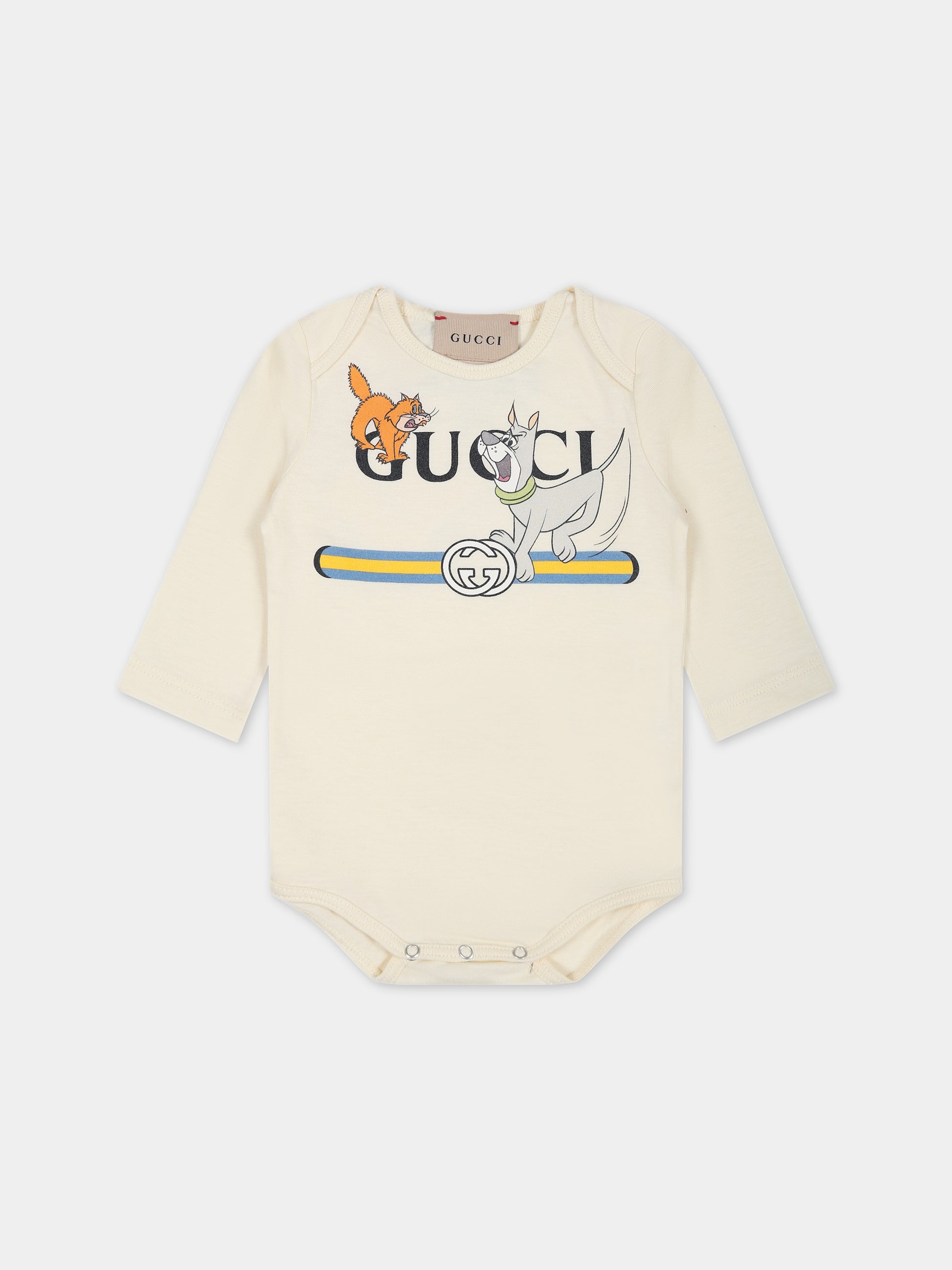 Set avorio per neonati con animali e logo,Gucci Kids,747240 XJFNO 9222