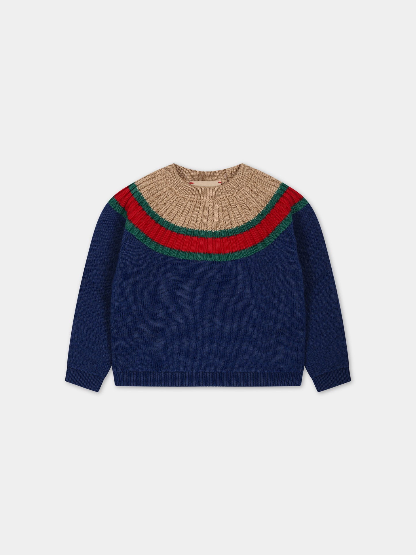 Maglione blu per neonato con dettaglio Web,Gucci Kids,739064 XKDA5 4670