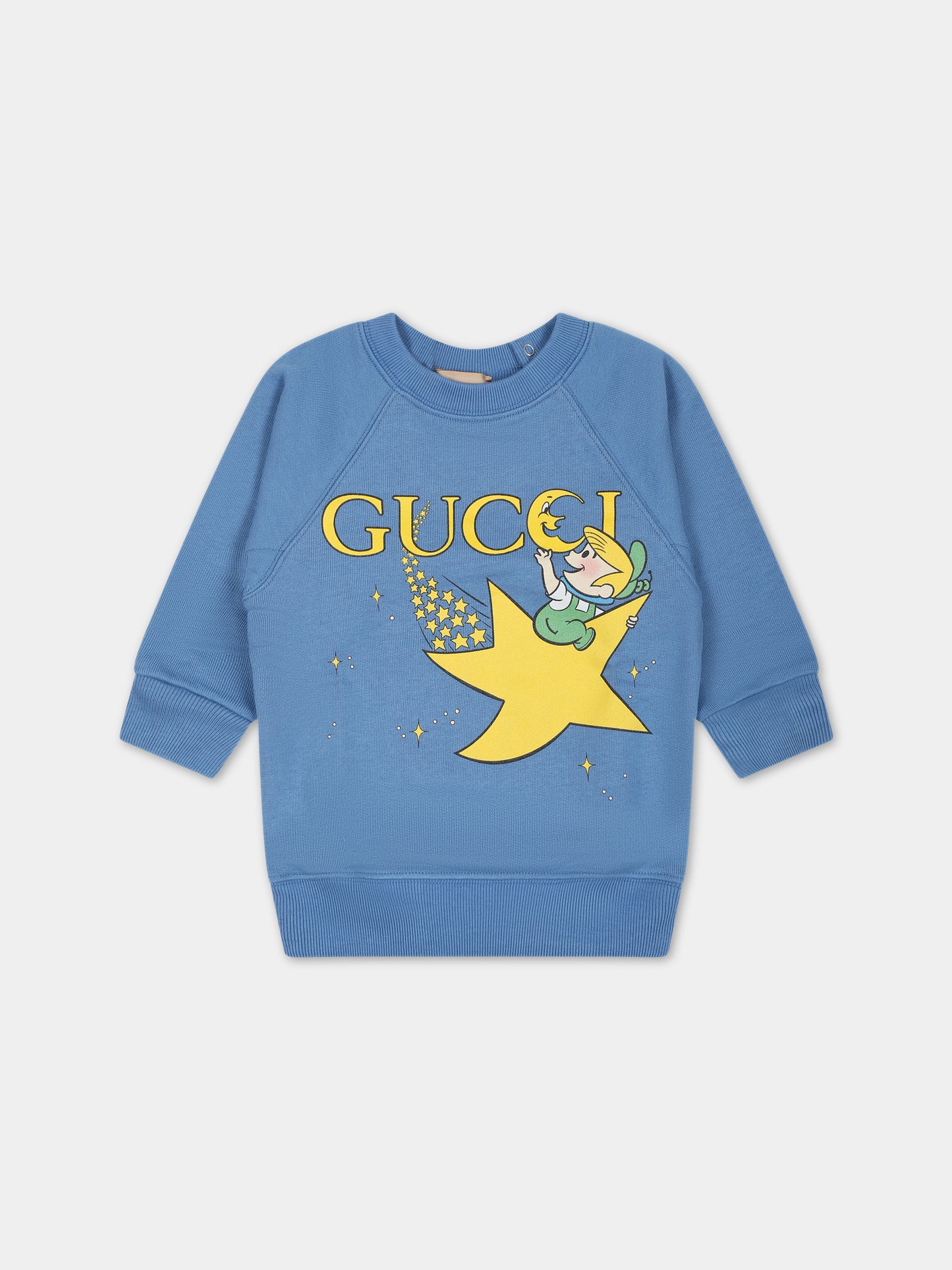 Felpa azzurra per neonati con stampa e logo,Gucci Kids,653687 XJFM0 4795