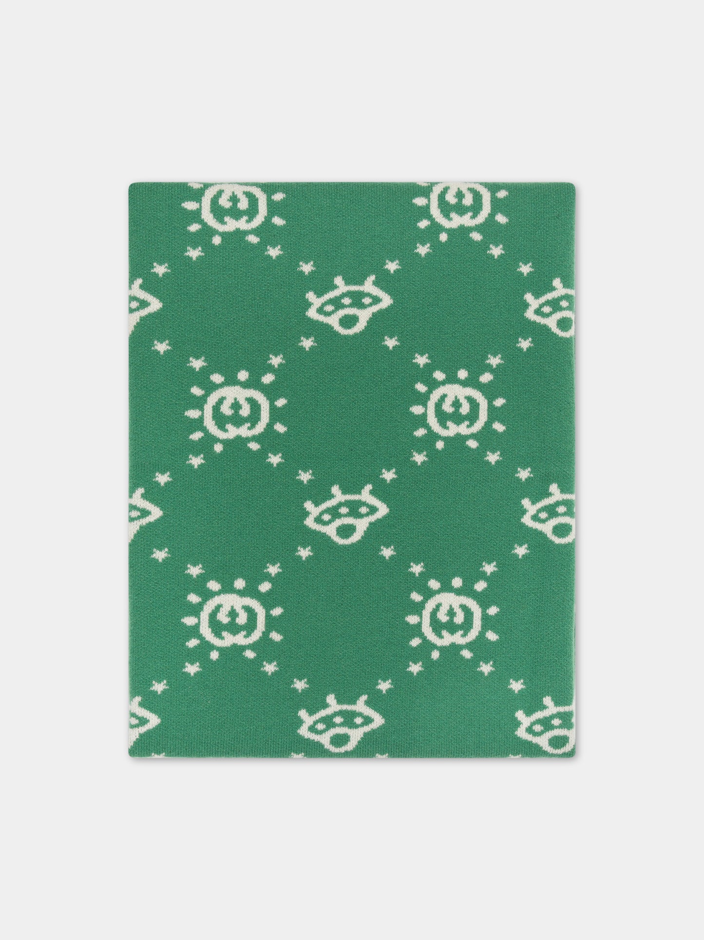 Coperta verde per neonato con doppia G,Gucci Kids,756380 3K206 3178