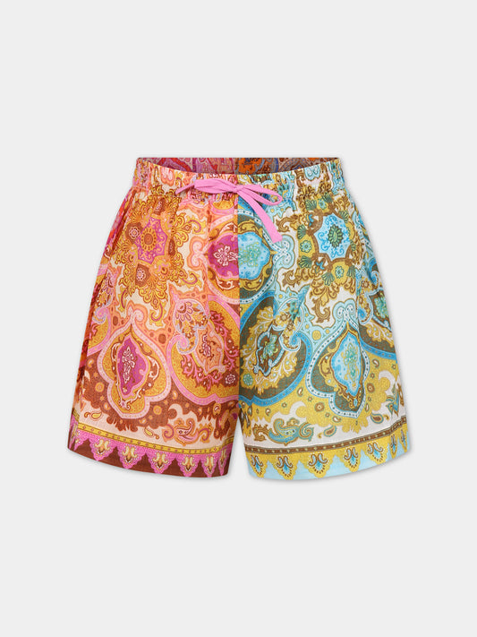 Shorts multicolor per bambina con stampa,Zimmermann,7673ASS235