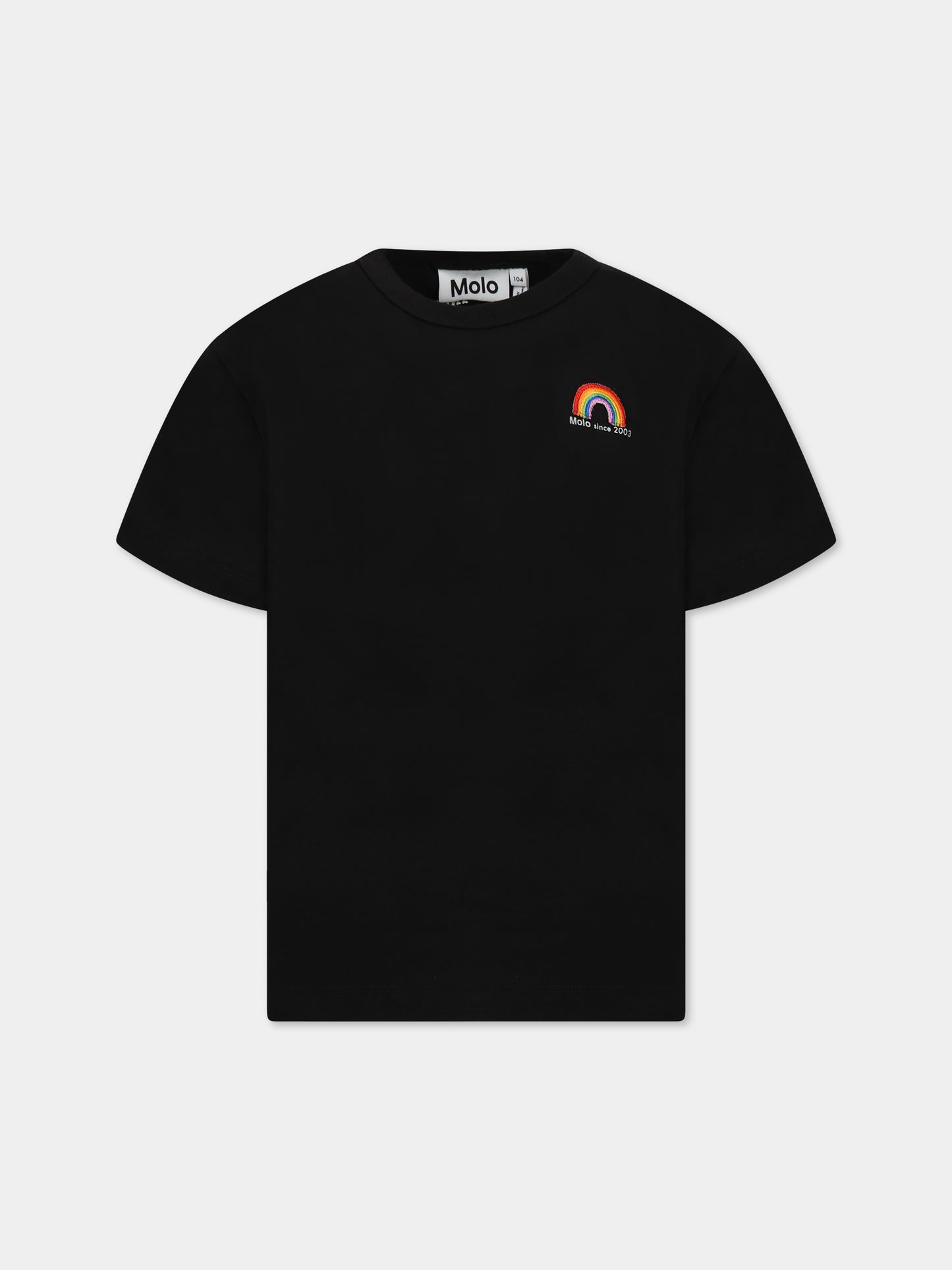 T-shirt nera per bambini con logo,Molo,6W23A202 0099