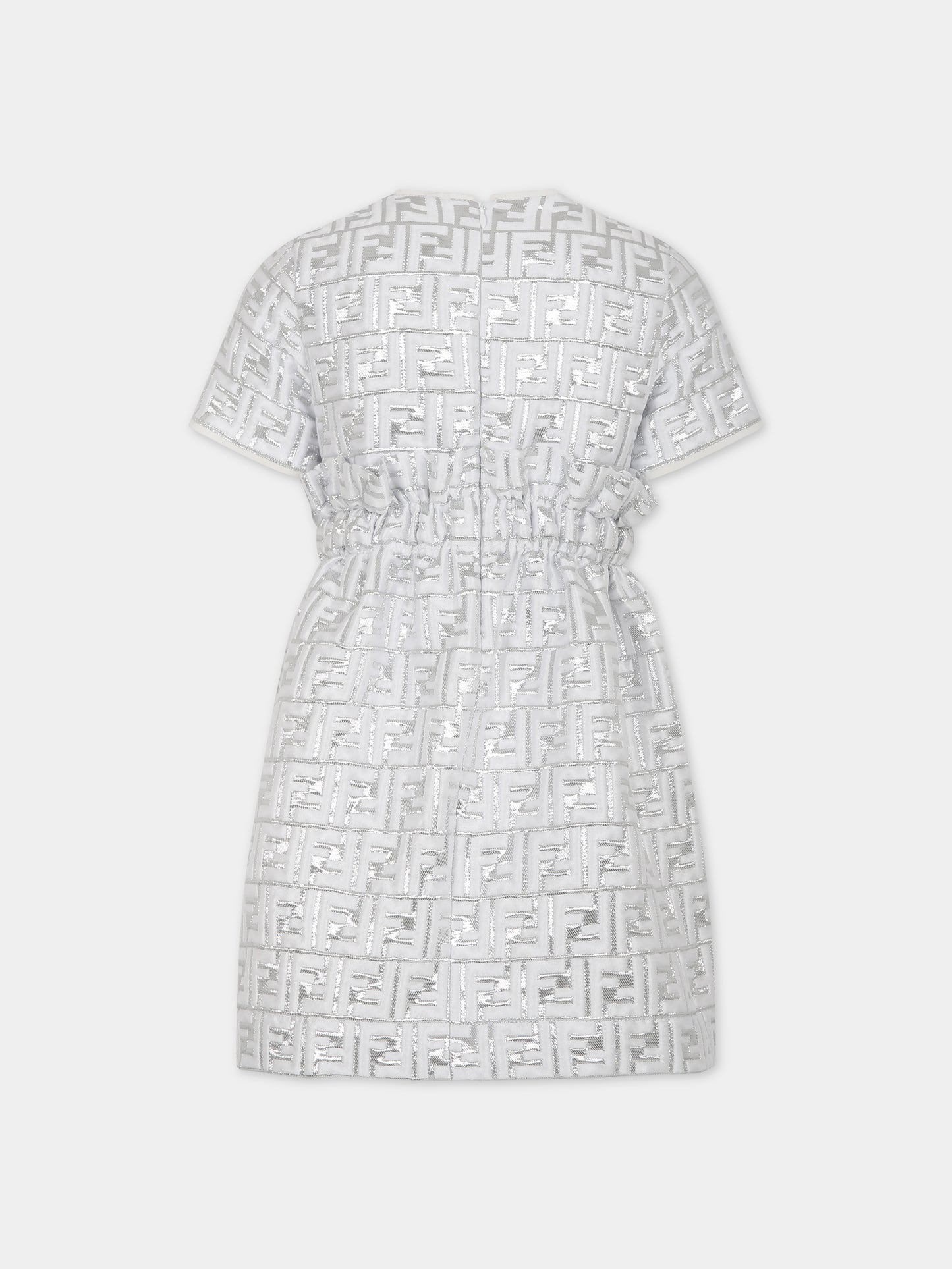 Vestito argento per bambina con doppia F,Fendi Kids,JFB601 AMIP F05WS